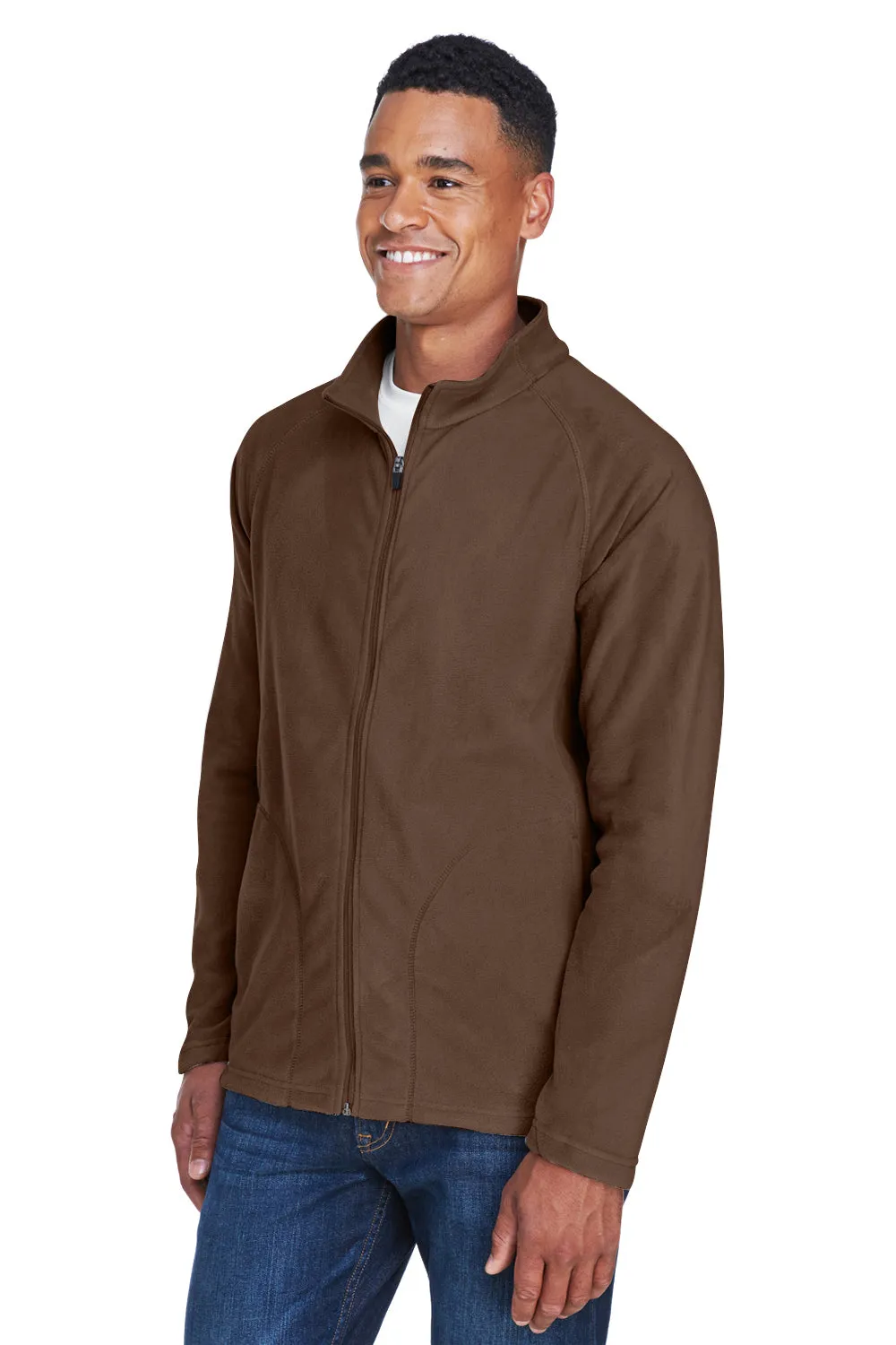 Team 365 Mens Campus Pill Resistant Microfleece Full Zip Jacket - Dark Brown