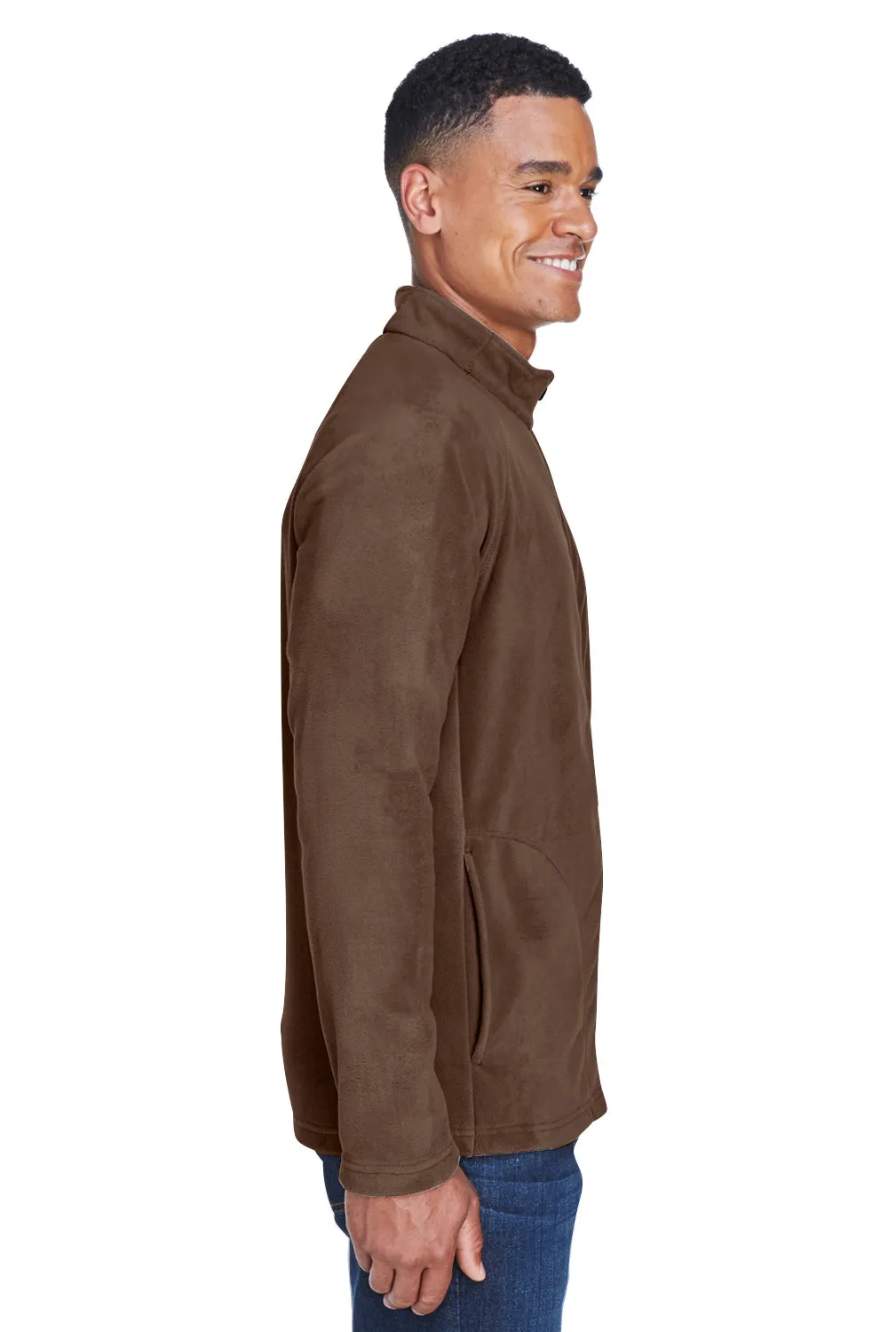 Team 365 Mens Campus Pill Resistant Microfleece Full Zip Jacket - Dark Brown