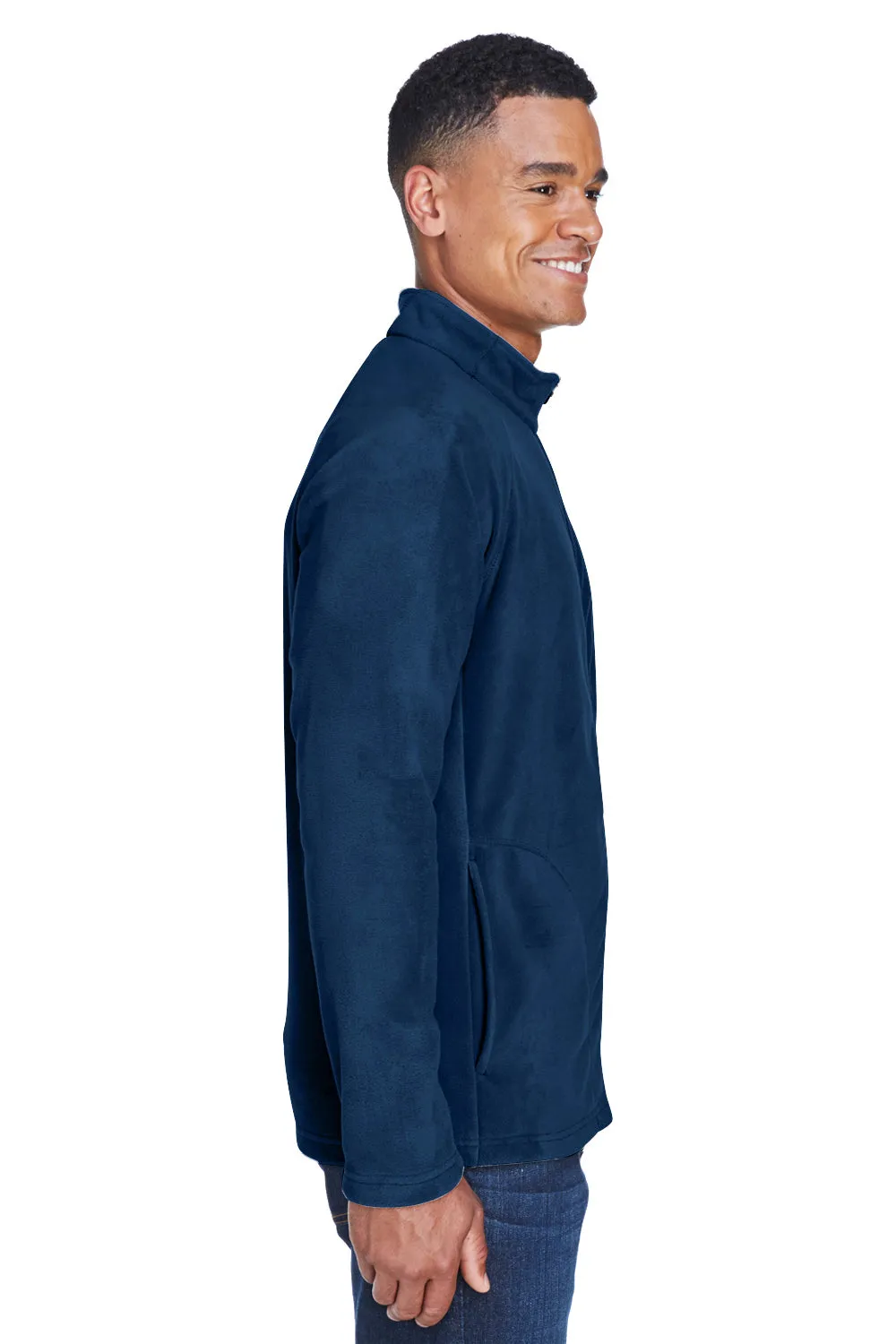 Team 365 Mens Campus Pill Resistant Microfleece Full Zip Jacket - Dark Navy Blue
