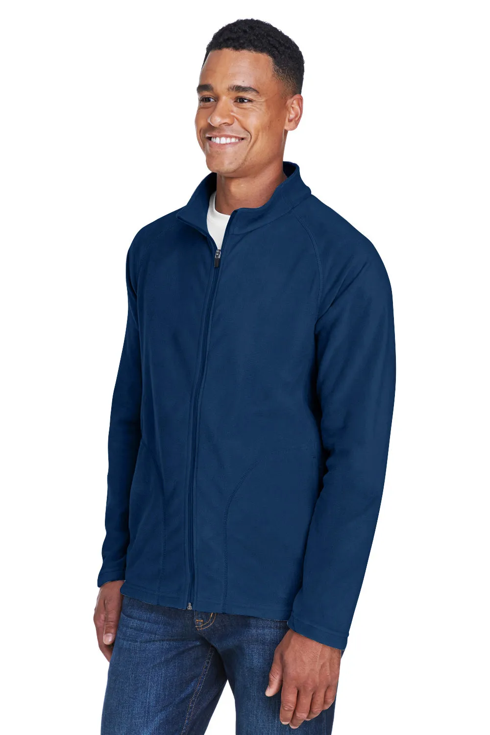 Team 365 Mens Campus Pill Resistant Microfleece Full Zip Jacket - Dark Navy Blue