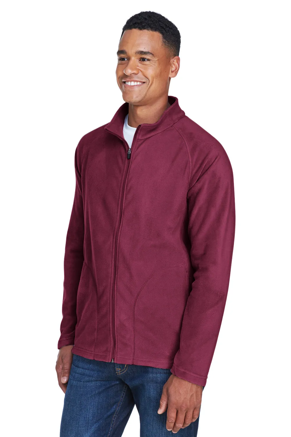Team 365 Mens Campus Pill Resistant Microfleece Full Zip Jacket - Maroon
