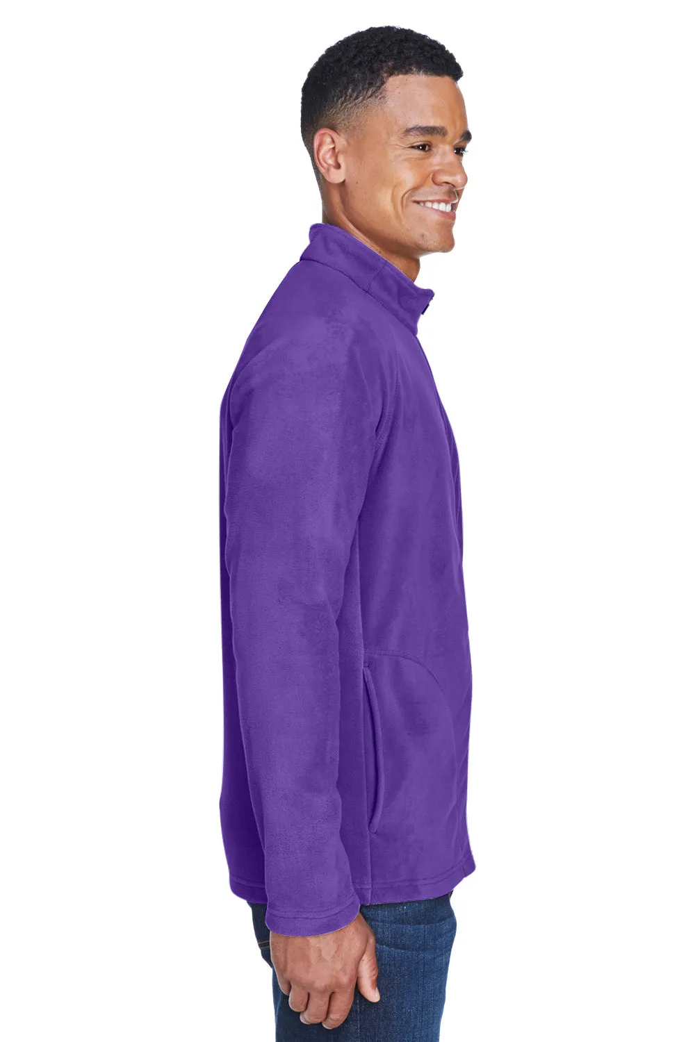 Team 365 Mens Campus Pill Resistant Microfleece Full Zip Jacket - Purple