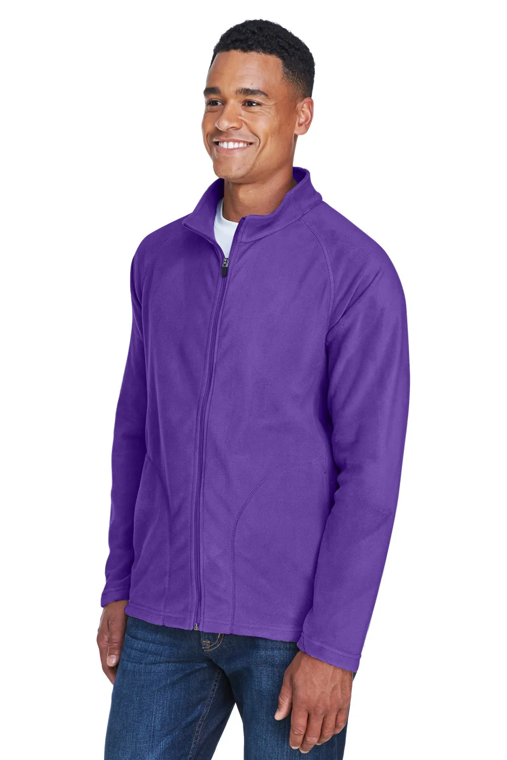 Team 365 Mens Campus Pill Resistant Microfleece Full Zip Jacket - Purple