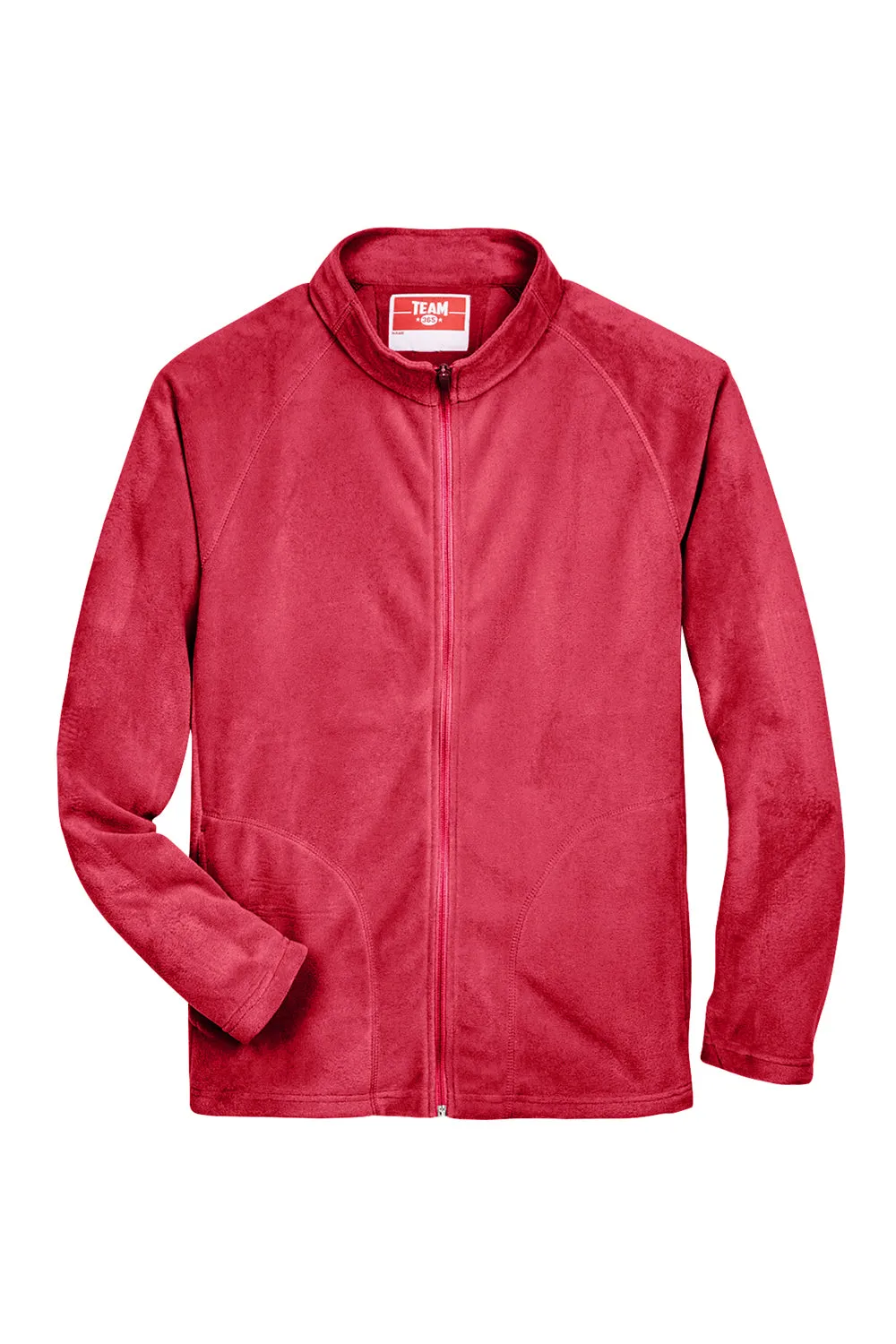 Team 365 Mens Campus Pill Resistant Microfleece Full Zip Jacket - Red