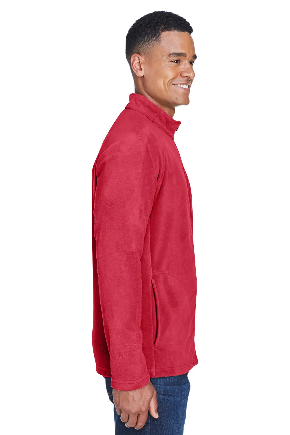 Team 365 Mens Campus Pill Resistant Microfleece Full Zip Jacket - Red