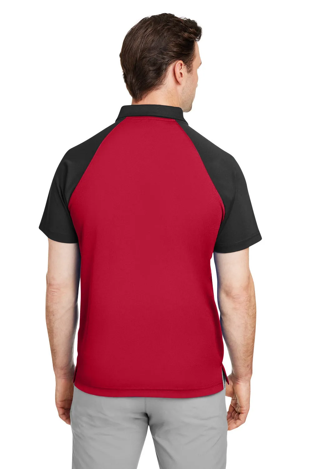 Team 365 Mens Command Colorblock Moisture Wicking Short Sleeve Polo Shirt - Red/Black