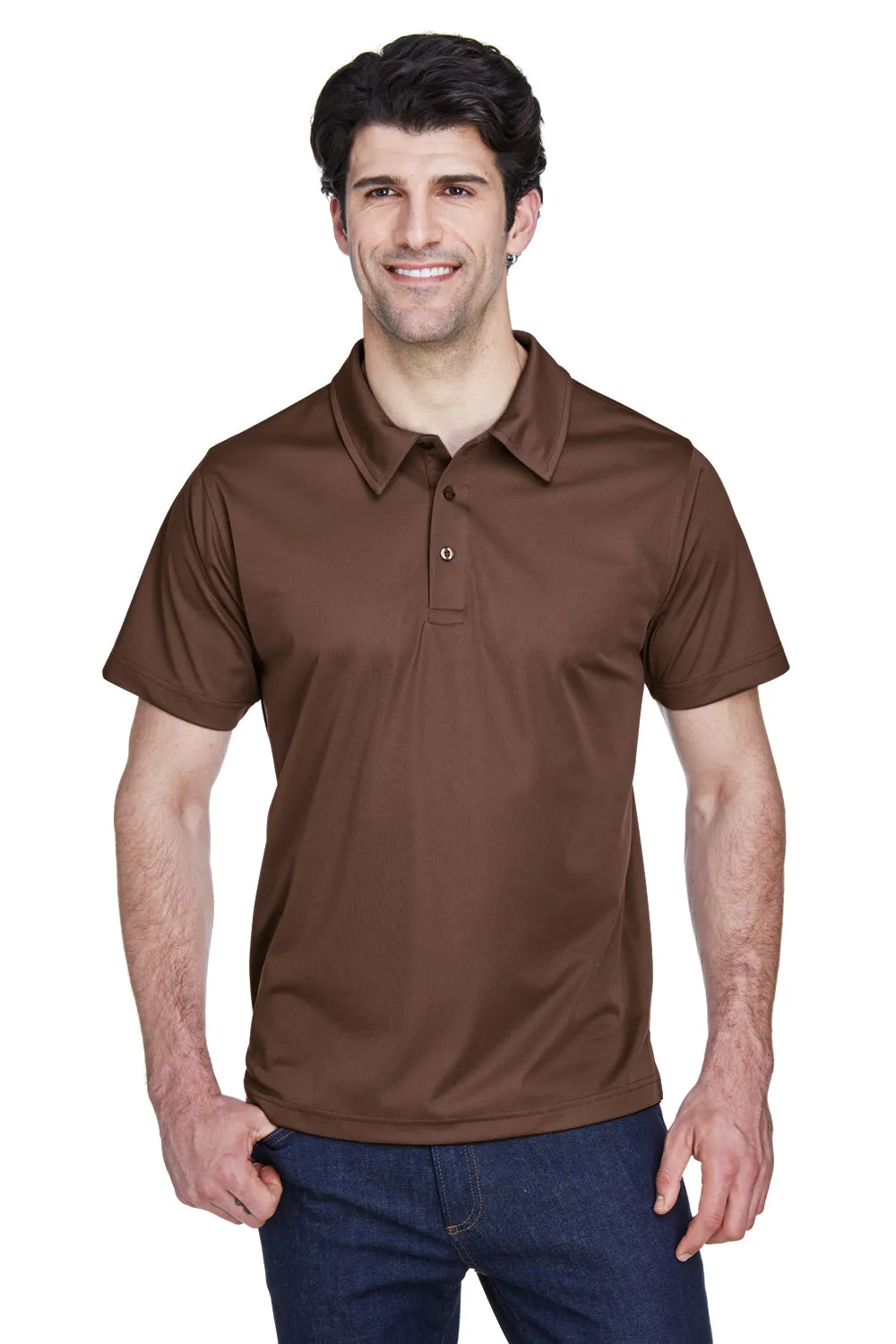 Team 365 Mens Command Performance Moisture Wicking Short Sleeve Polo Shirt - Dark Brown