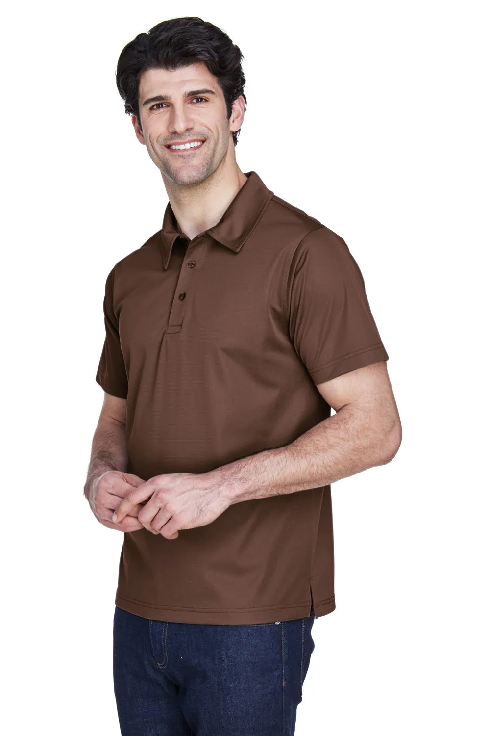 Team 365 Mens Command Performance Moisture Wicking Short Sleeve Polo Shirt - Dark Brown