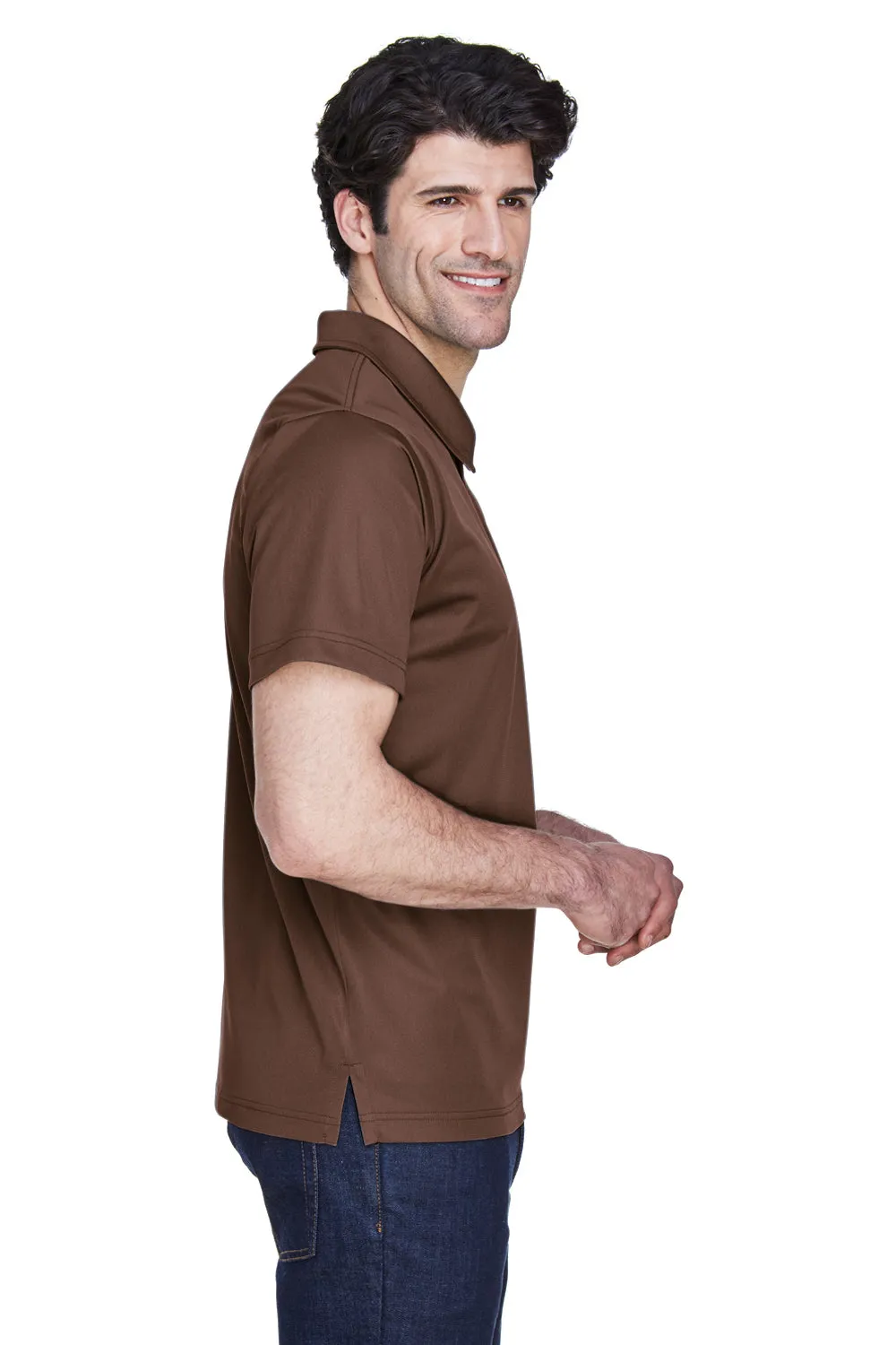 Team 365 Mens Command Performance Moisture Wicking Short Sleeve Polo Shirt - Dark Brown