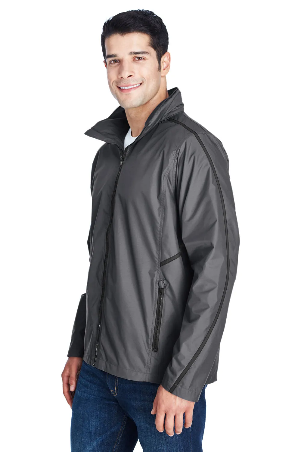Team 365 Mens Conquest Wind & Water Resistant Full Zip Hooded Jacket - Graphite Grey
