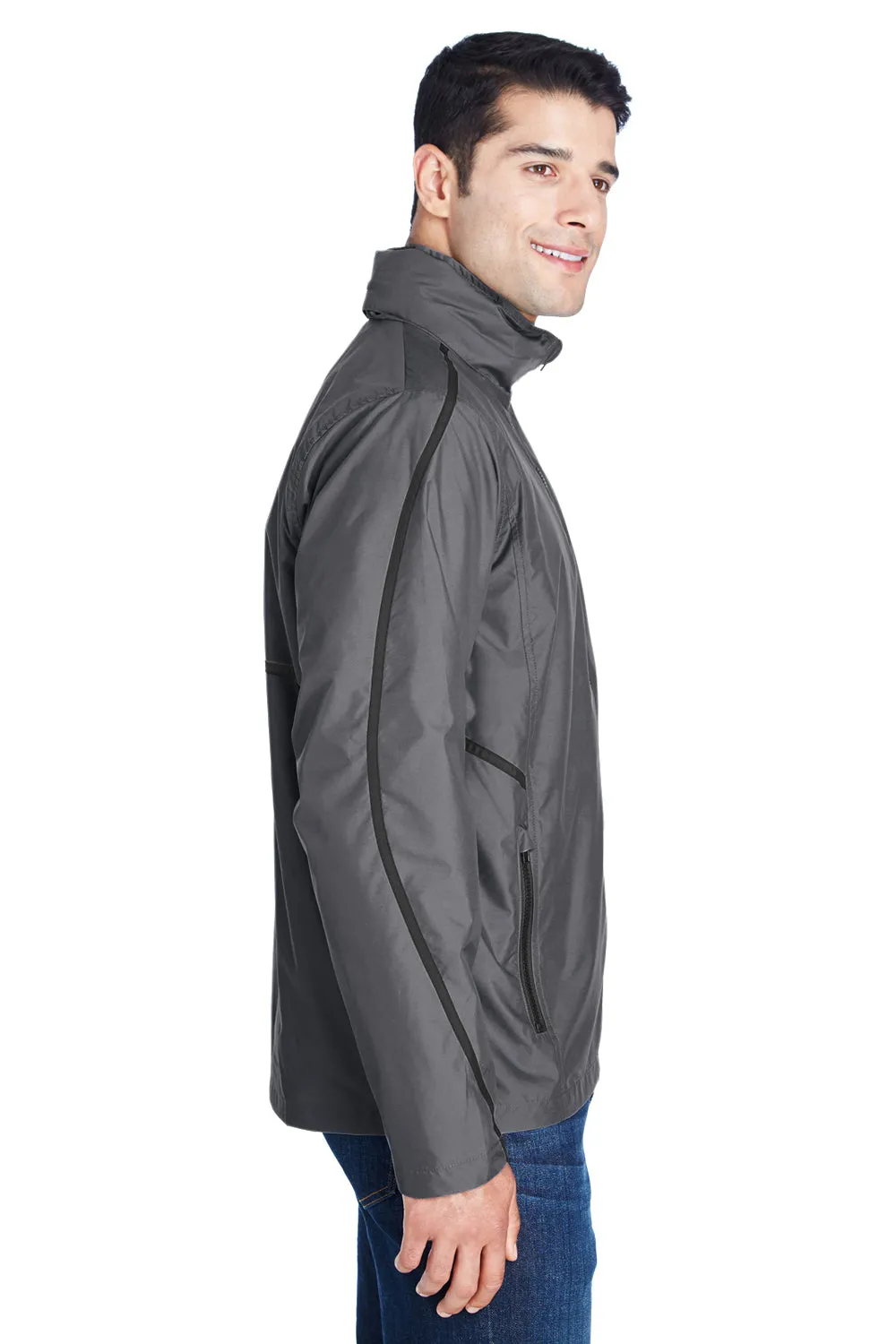 Team 365 Mens Conquest Wind & Water Resistant Full Zip Hooded Jacket - Graphite Grey