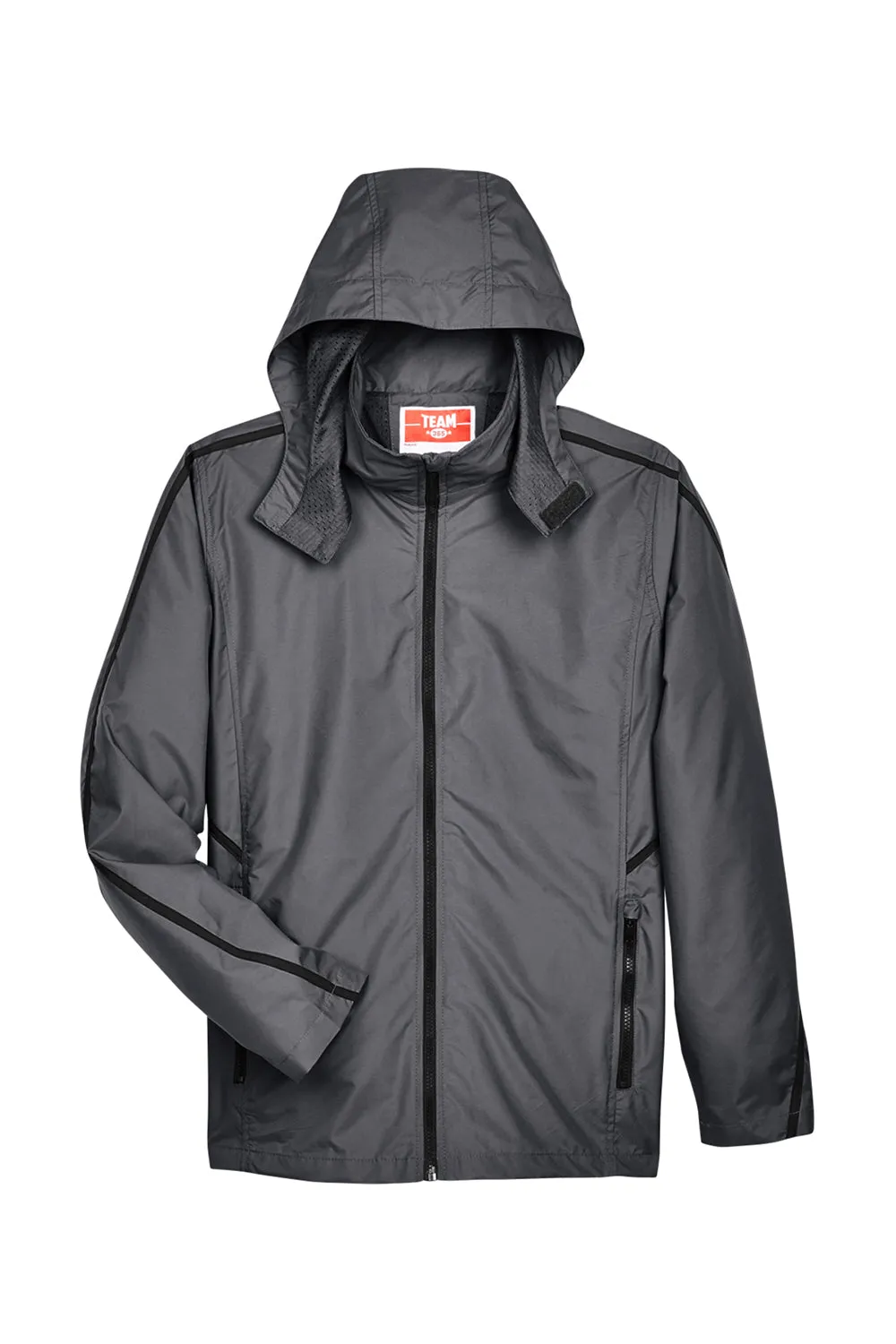 Team 365 Mens Conquest Wind & Water Resistant Full Zip Hooded Jacket - Graphite Grey