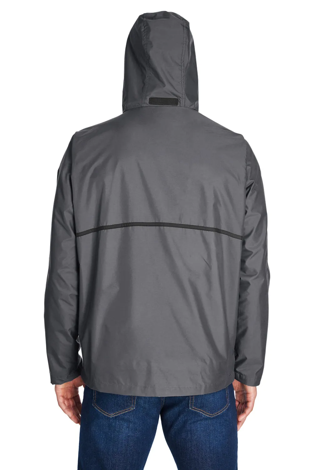 Team 365 Mens Conquest Wind & Water Resistant Full Zip Hooded Jacket - Graphite Grey