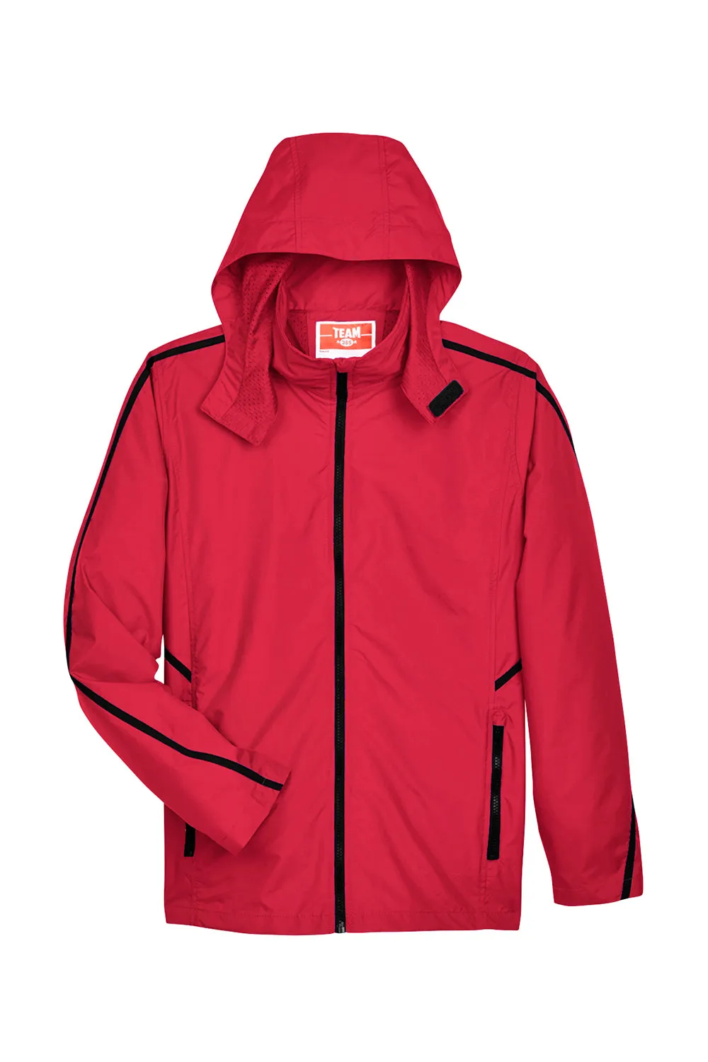 Team 365 Mens Conquest Wind & Water Resistant Full Zip Hooded Jacket - Red