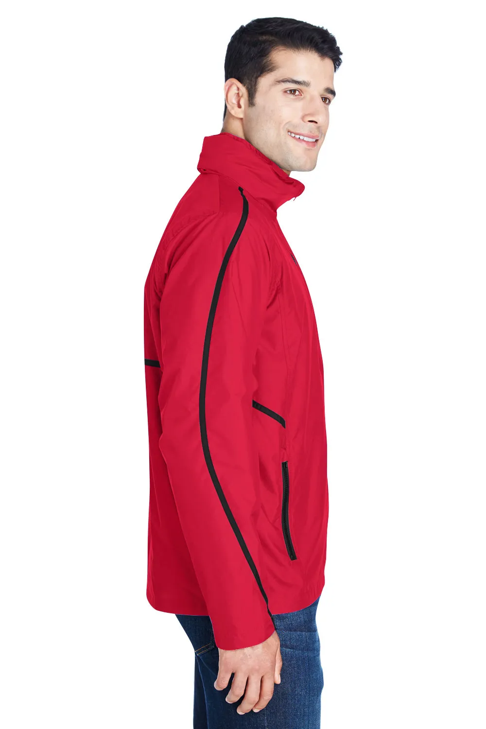 Team 365 Mens Conquest Wind & Water Resistant Full Zip Hooded Jacket - Red