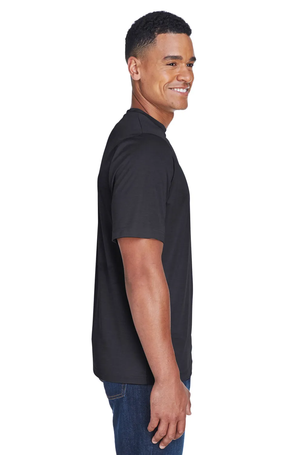 Team 365 Mens Sonic Performance Heather Moisture Wicking Short Sleeve Crewneck T-Shirt - Heather Black