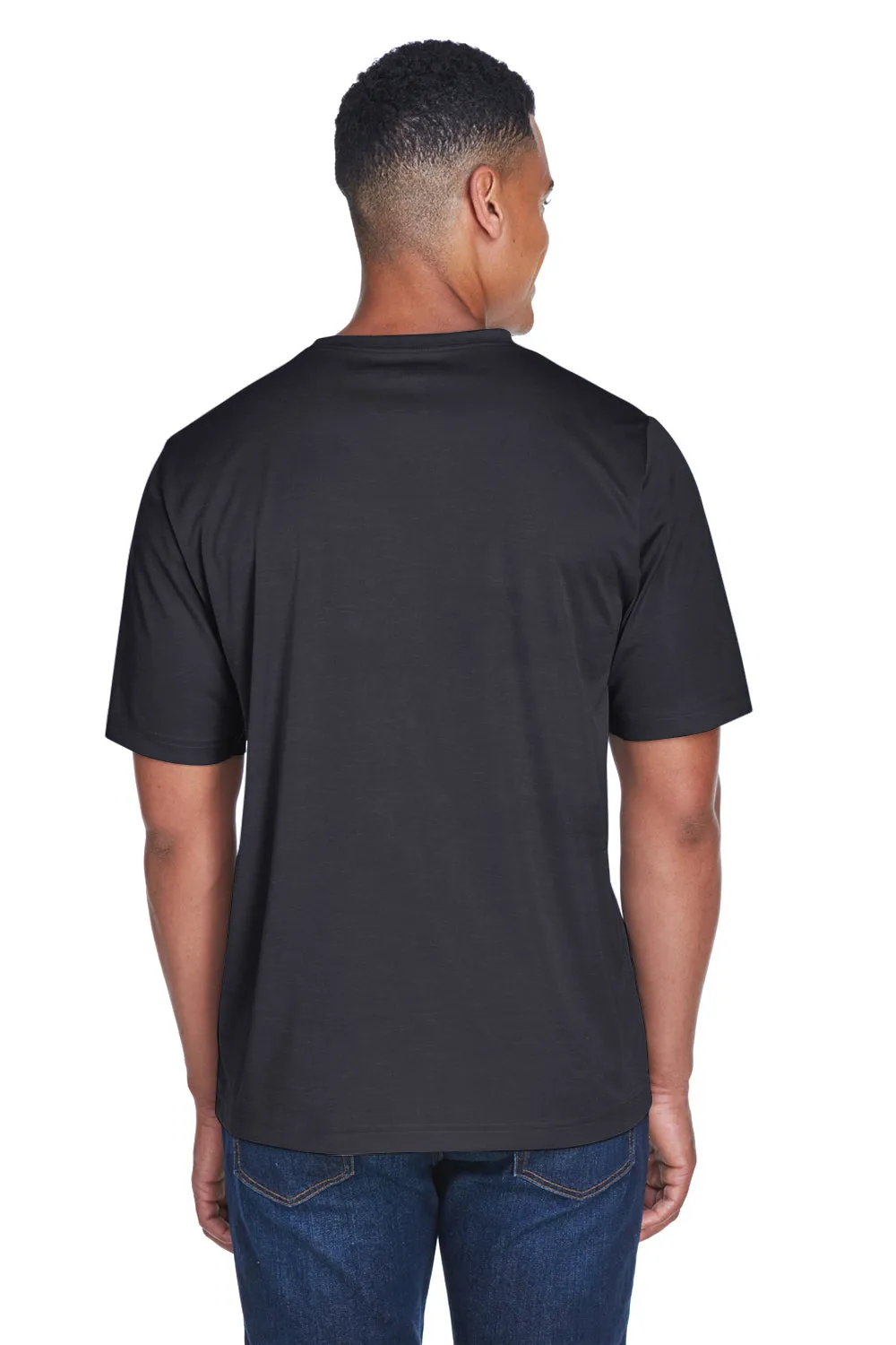 Team 365 Mens Sonic Performance Heather Moisture Wicking Short Sleeve Crewneck T-Shirt - Heather Black