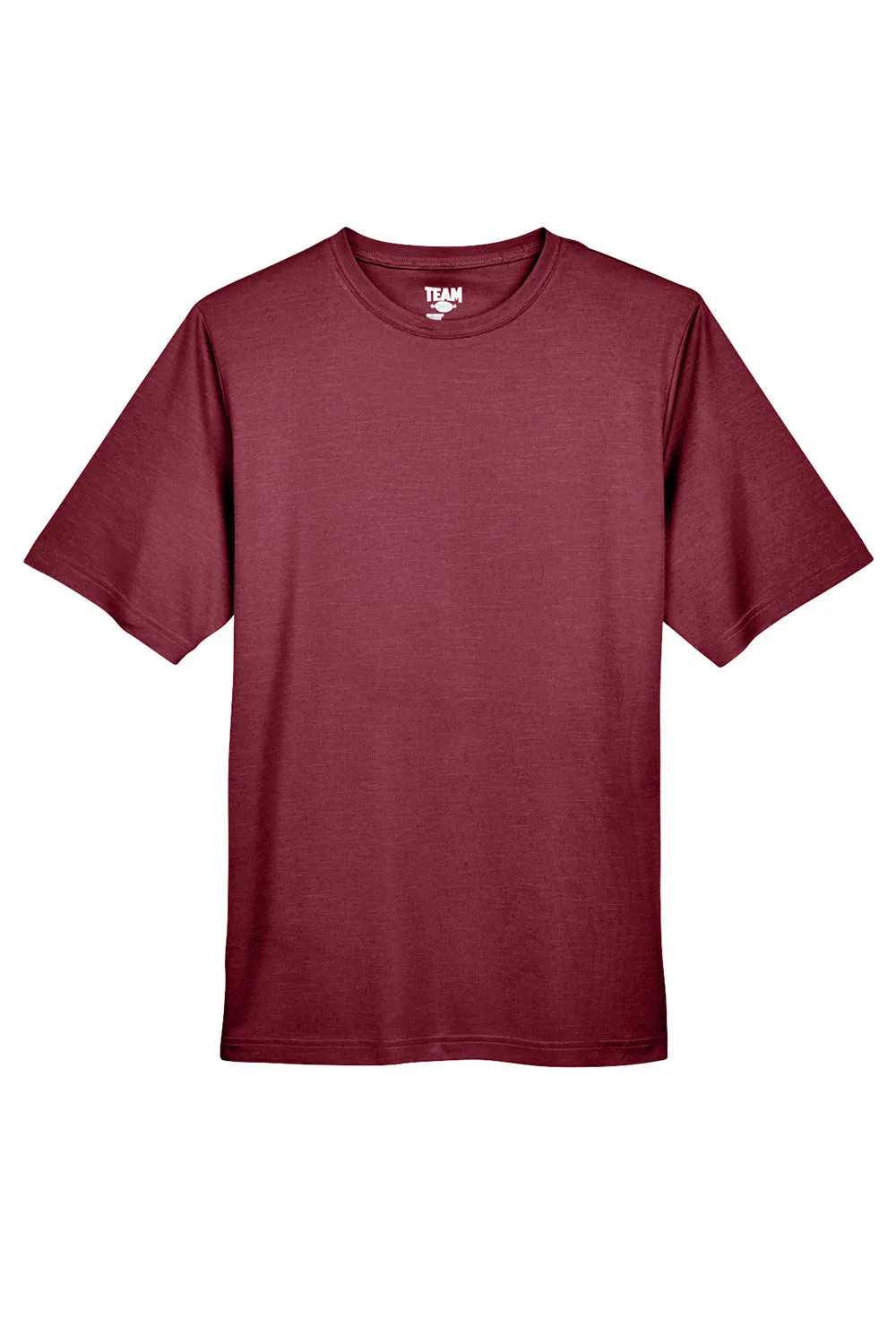 Team 365 Mens Sonic Performance Heather Moisture Wicking Short Sleeve Crewneck T-Shirt - Heather Maroon