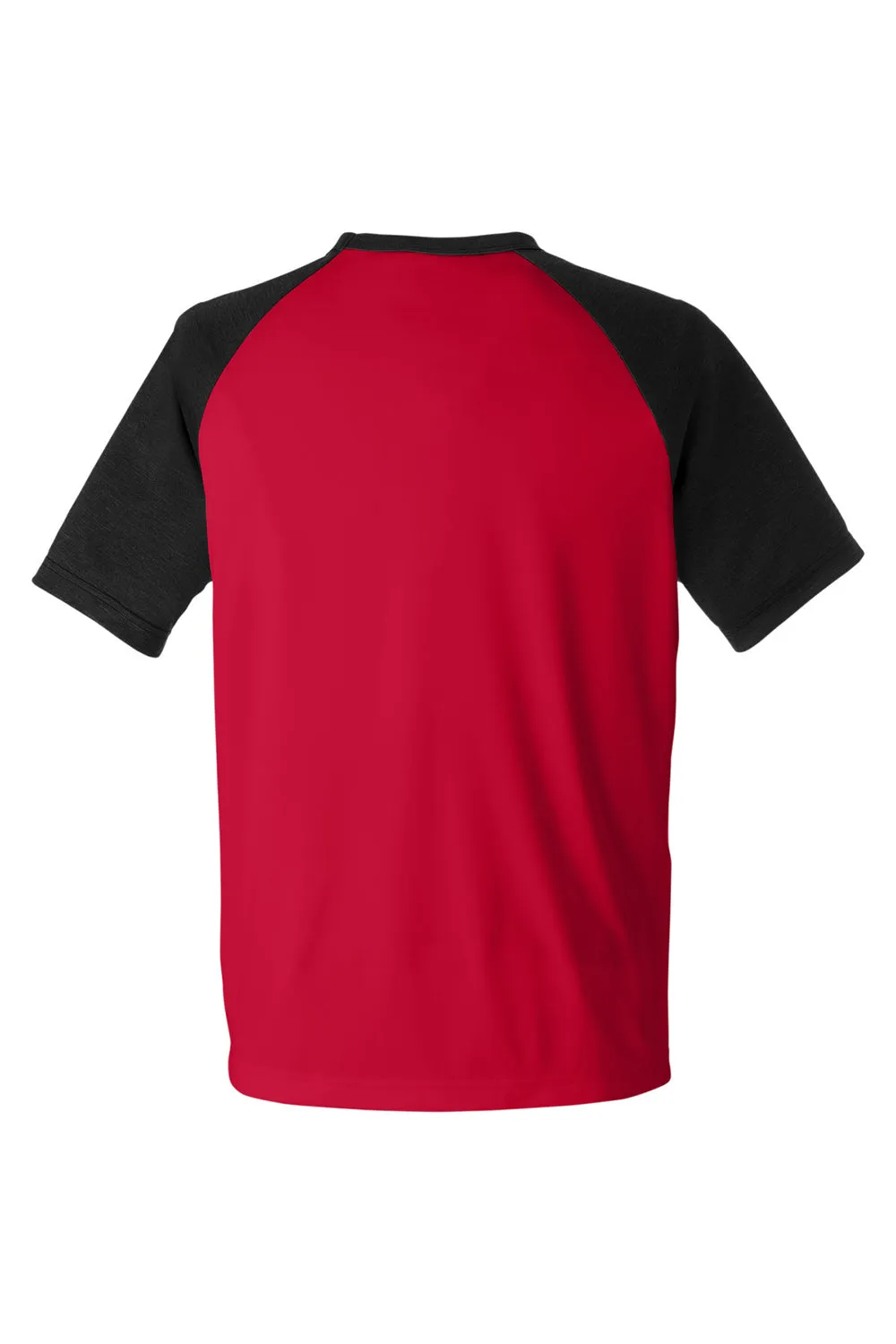 Team 365 Mens Zone Colorblock Moisture Wicking Short Sleeve Crewneck T-Shirt - Red/Heather Black