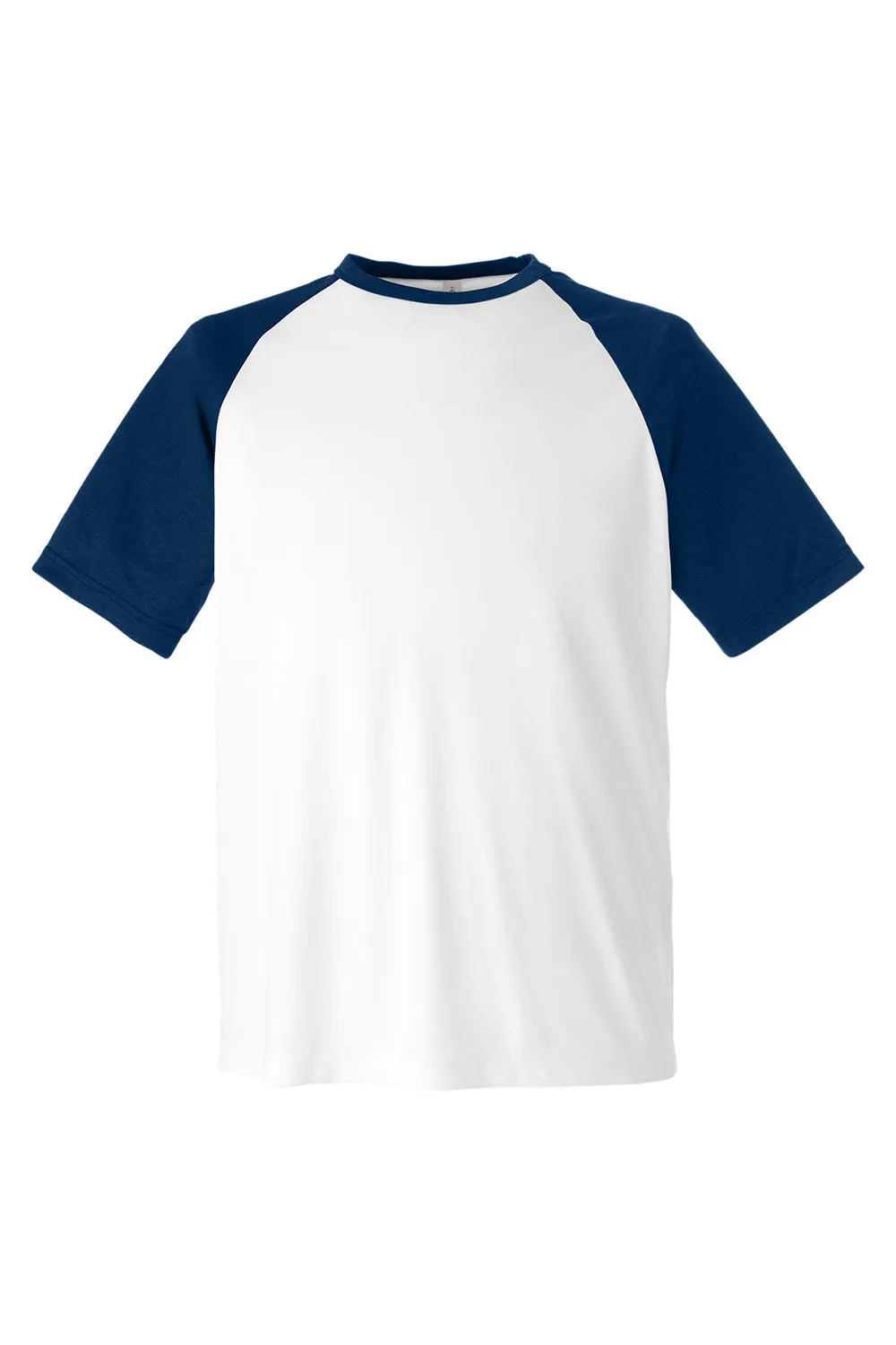 Team 365 Mens Zone Colorblock Moisture Wicking Short Sleeve Crewneck T-Shirt - White/Heather Dark Navy Blue
