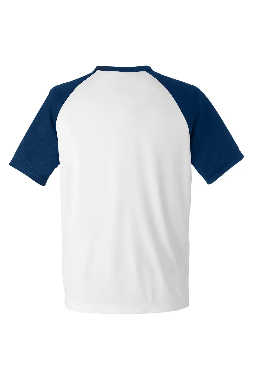 Team 365 Mens Zone Colorblock Moisture Wicking Short Sleeve Crewneck T-Shirt - White/Heather Dark Navy Blue