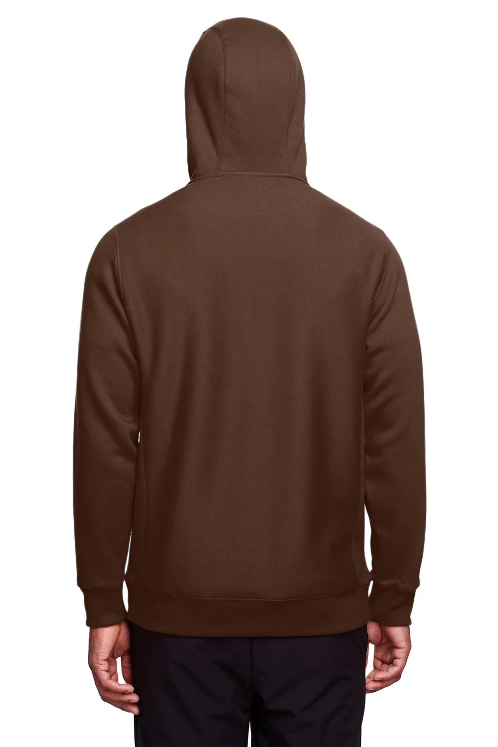 Team 365 Mens Zone HydroSport Fleece Water Resistant Full Zip Hooded Sweatshirt Hoodie w/ Pockets - Dark Brown