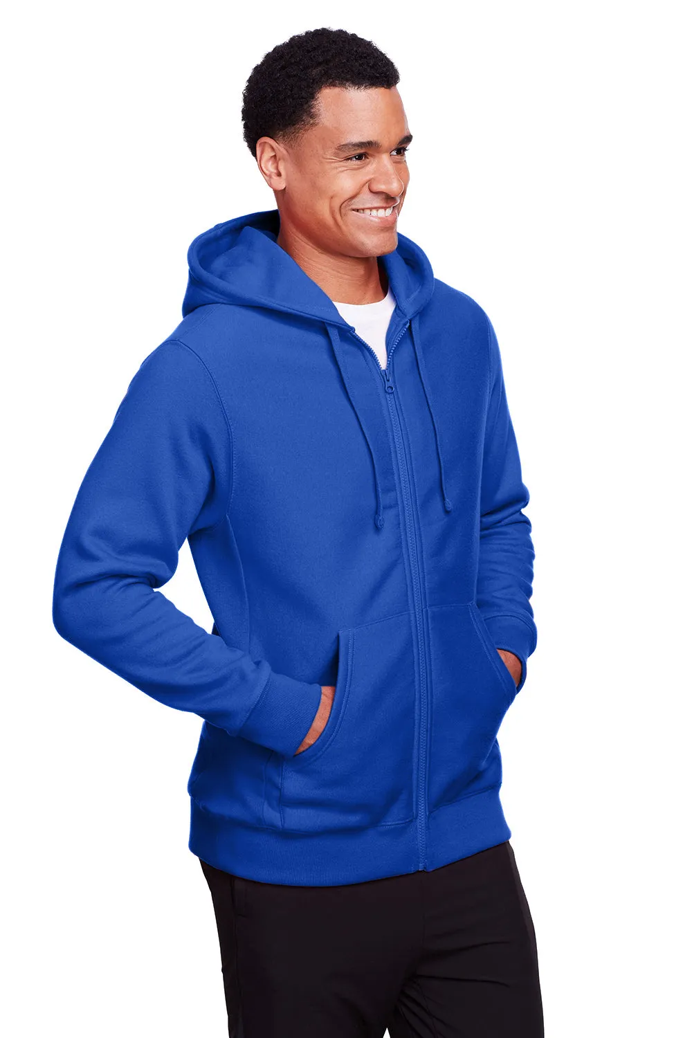 Team 365 Mens Zone HydroSport Fleece Water Resistant Full Zip Hooded Sweatshirt Hoodie w/ Pockets - Royal Blue