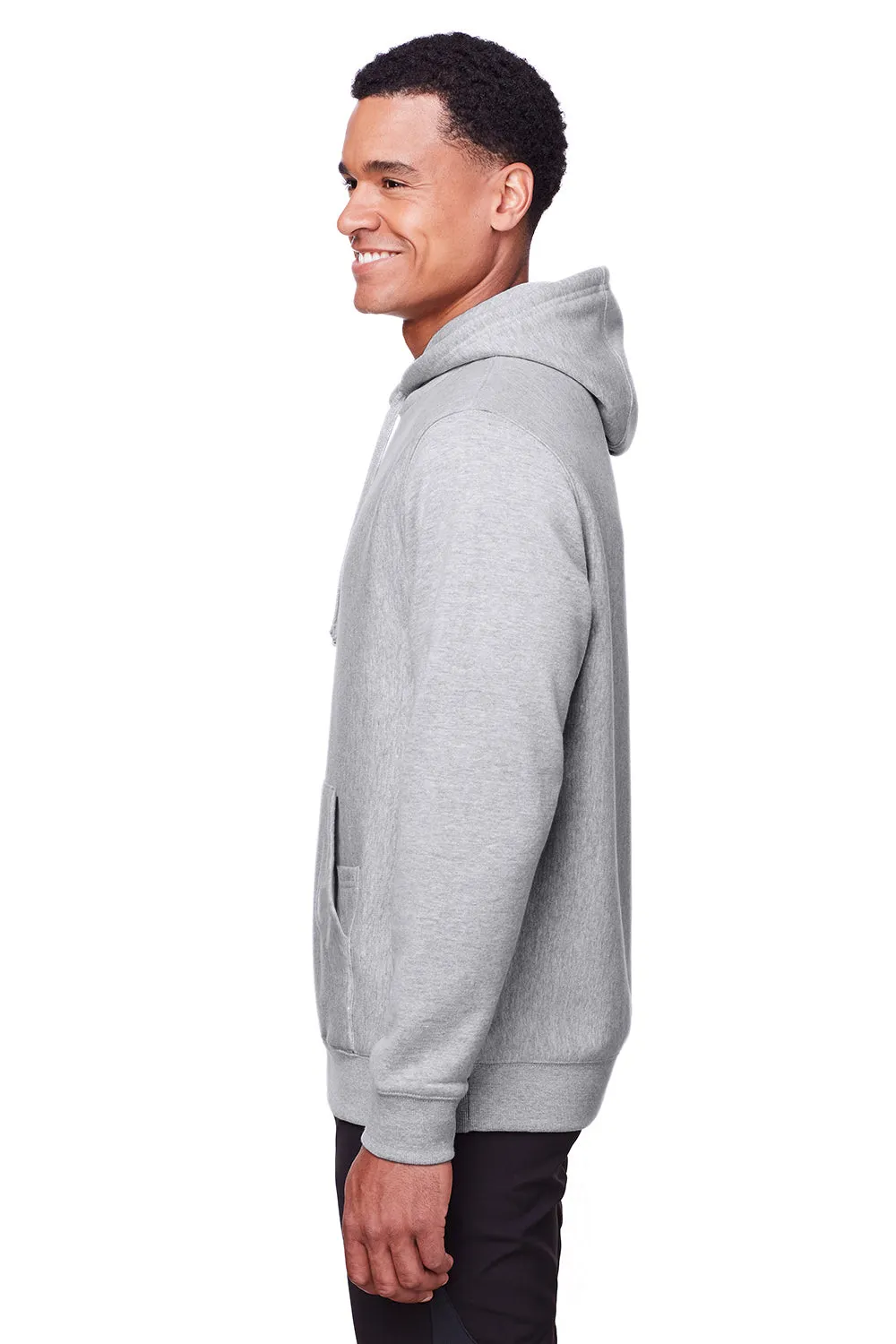 Team 365 Mens Zone HydroSport Fleece Water Resistant Hooded Sweatshirt Hoodie w/ Pouch Pocket - Heather Grey