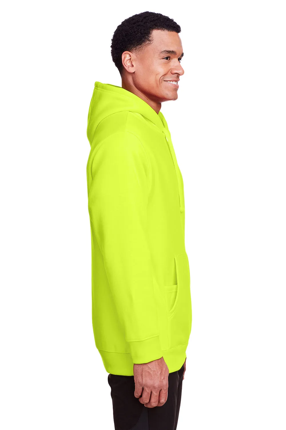 Team 365 Mens Zone HydroSport Fleece Water Resistant Hooded Sweatshirt Hoodie w/ Pouch Pocket - Safety Yellow