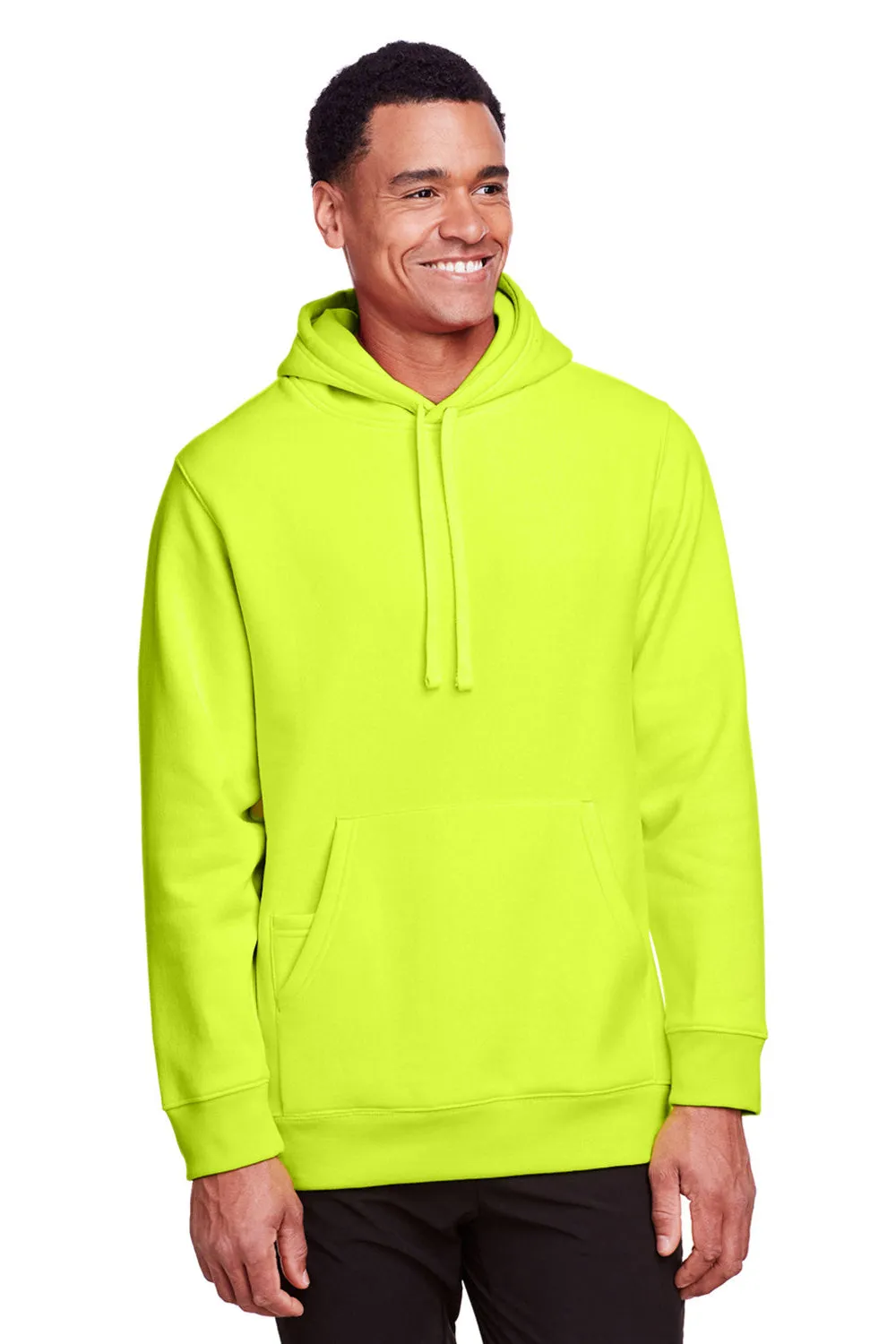 Team 365 Mens Zone HydroSport Fleece Water Resistant Hooded Sweatshirt Hoodie w/ Pouch Pocket - Safety Yellow