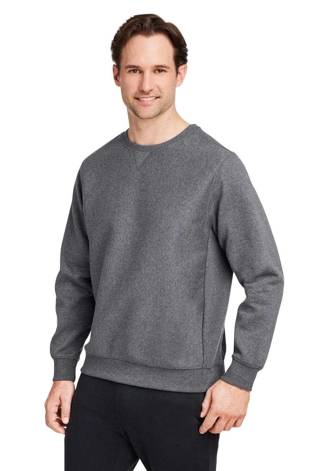 Team 365 Mens Zone HydroSport Water Resistant Crewneck Sweatshirt - Heather Dark Grey