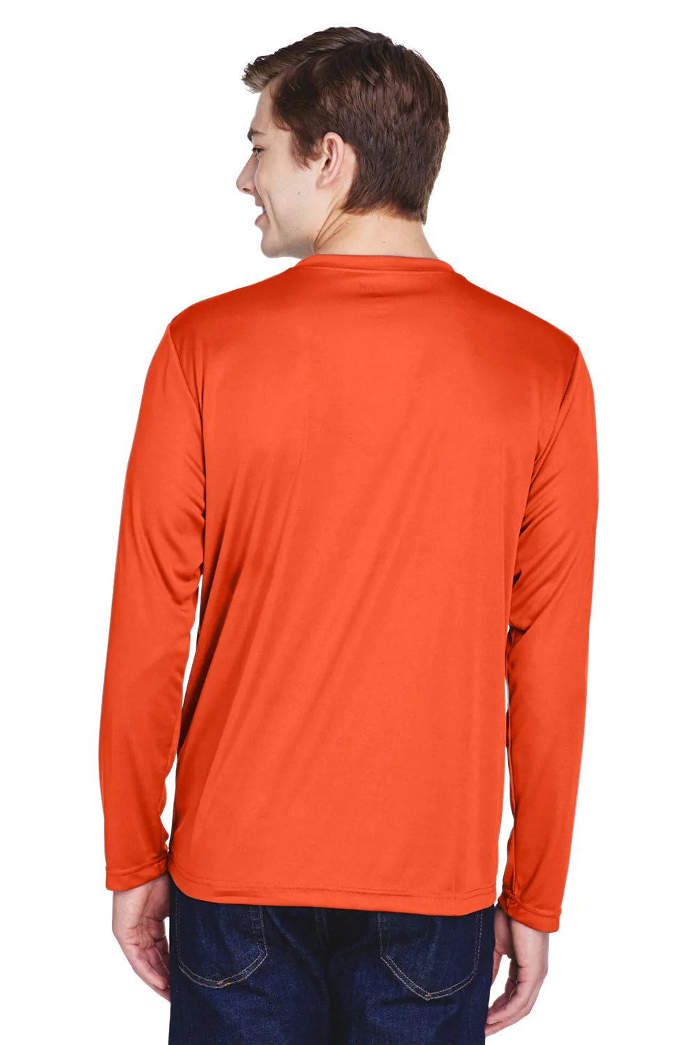 Team 365 Mens Zone Performance Moisture Wicking Long Sleeve Crewneck T-Shirt - Orange