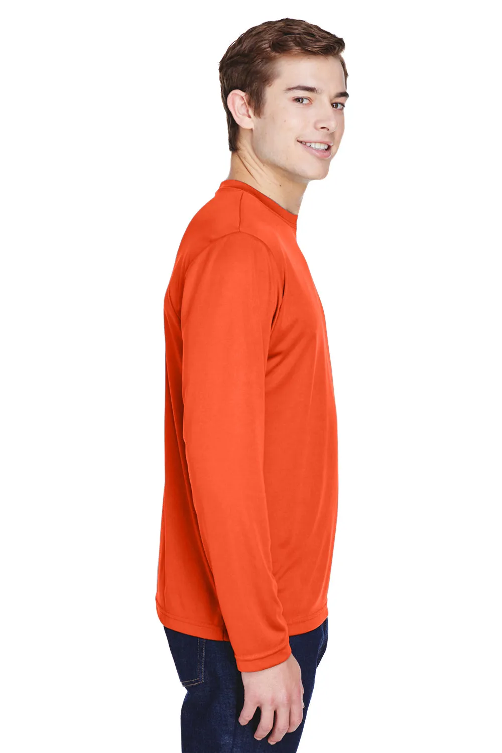 Team 365 Mens Zone Performance Moisture Wicking Long Sleeve Crewneck T-Shirt - Orange
