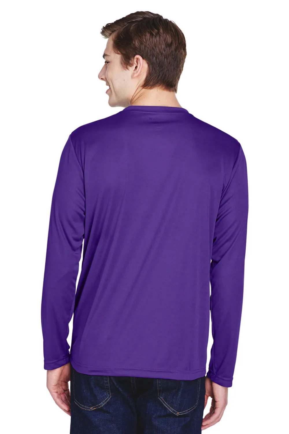 Team 365 Mens Zone Performance Moisture Wicking Long Sleeve Crewneck T-Shirt - Purple