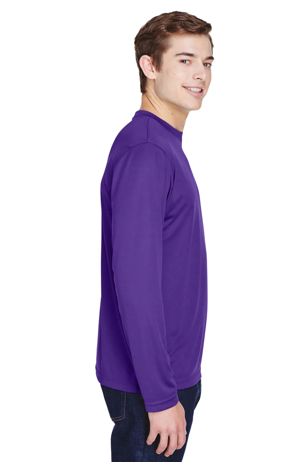 Team 365 Mens Zone Performance Moisture Wicking Long Sleeve Crewneck T-Shirt - Purple