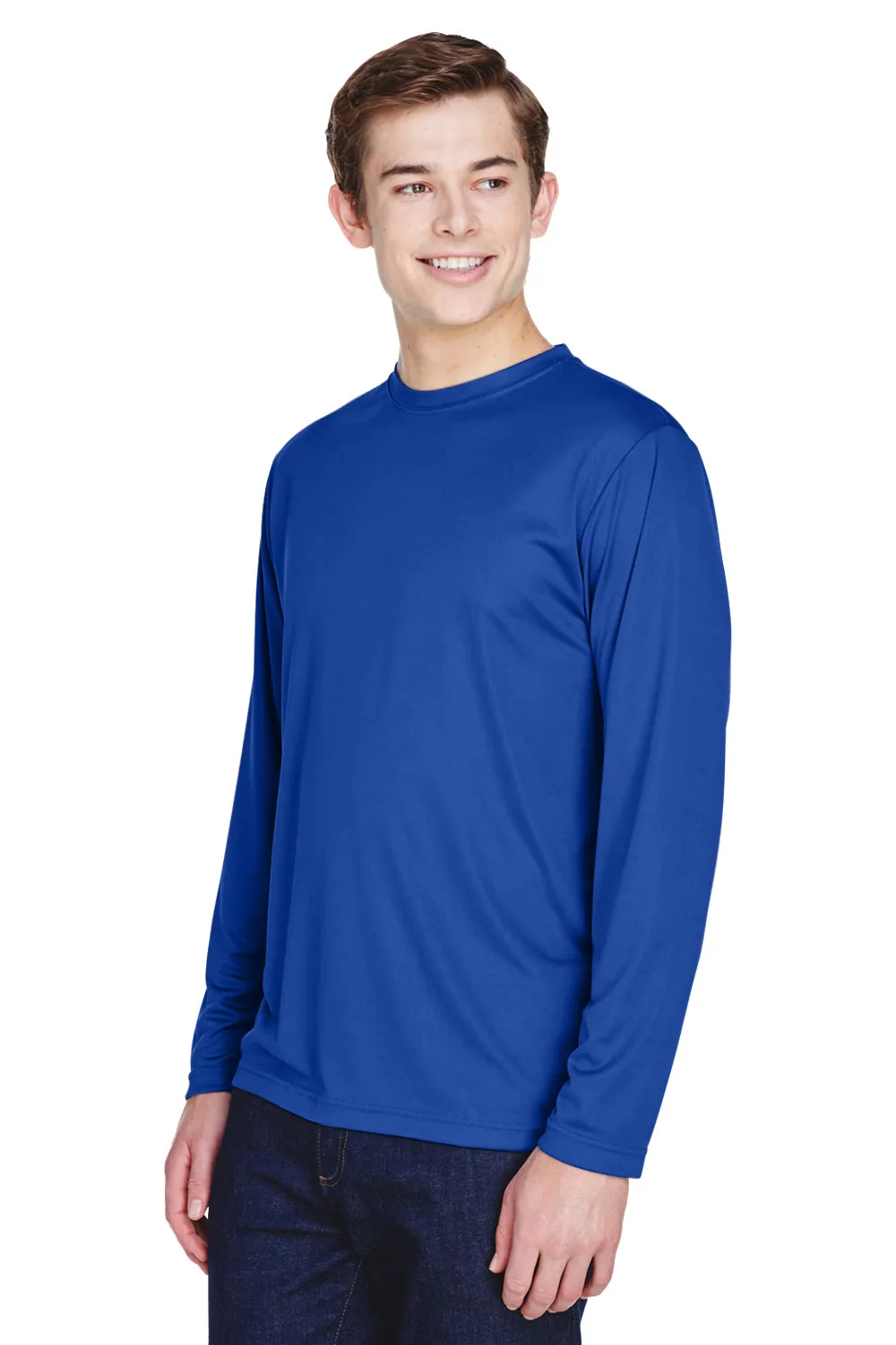 Team 365 Mens Zone Performance Moisture Wicking Long Sleeve Crewneck T-Shirt - Royal Blue