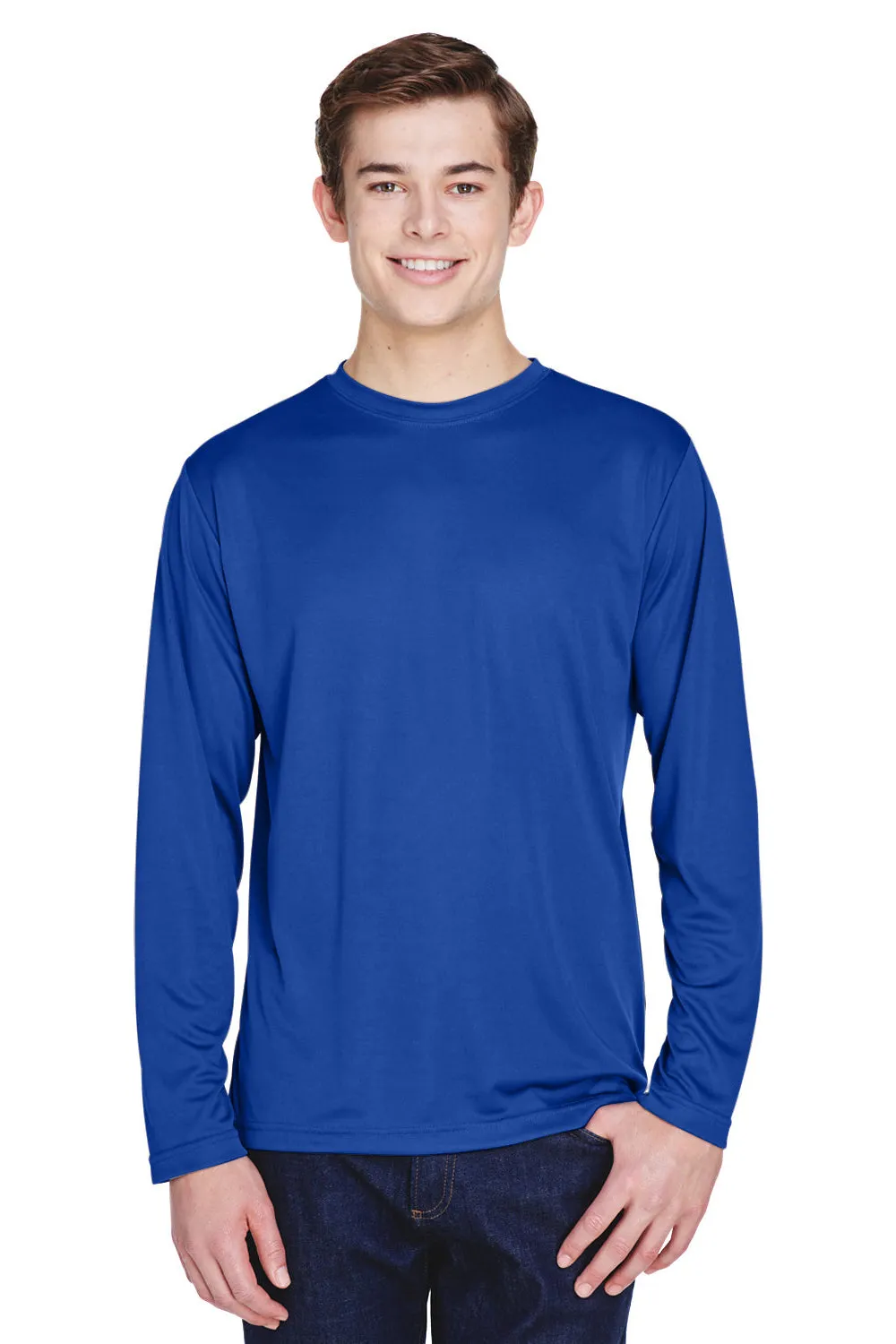 Team 365 Mens Zone Performance Moisture Wicking Long Sleeve Crewneck T-Shirt - Royal Blue
