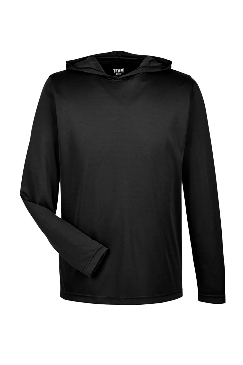 Team 365 Mens Zone Performance Moisture Wicking Long Sleeve Hooded T-Shirt Hoodie - Black