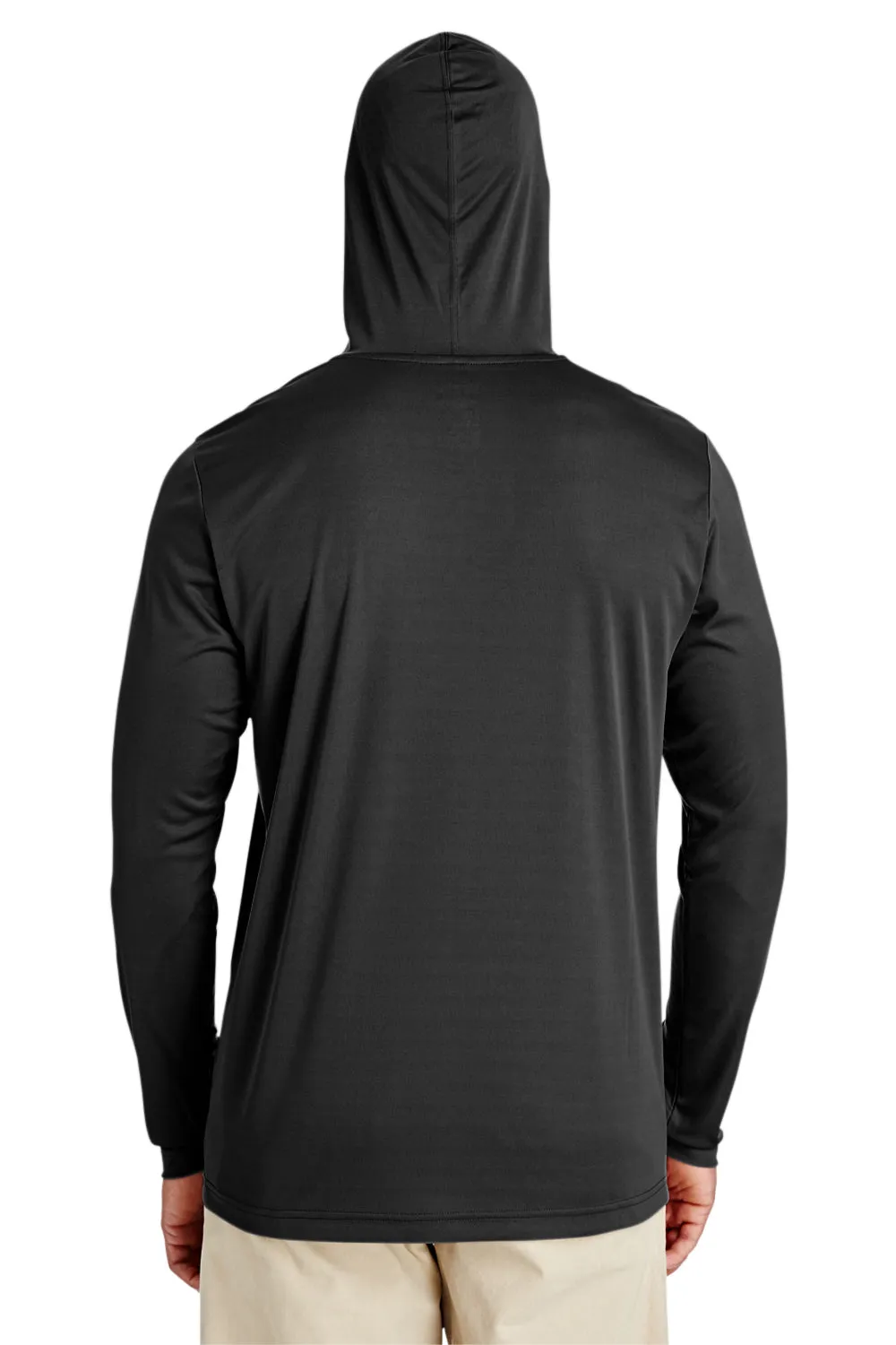 Team 365 Mens Zone Performance Moisture Wicking Long Sleeve Hooded T-Shirt Hoodie - Black