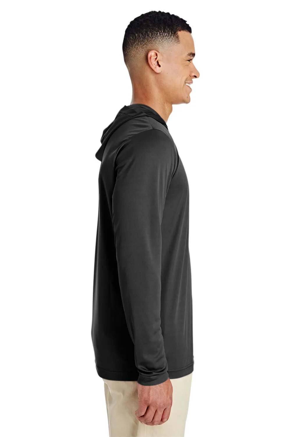 Team 365 Mens Zone Performance Moisture Wicking Long Sleeve Hooded T-Shirt Hoodie - Black
