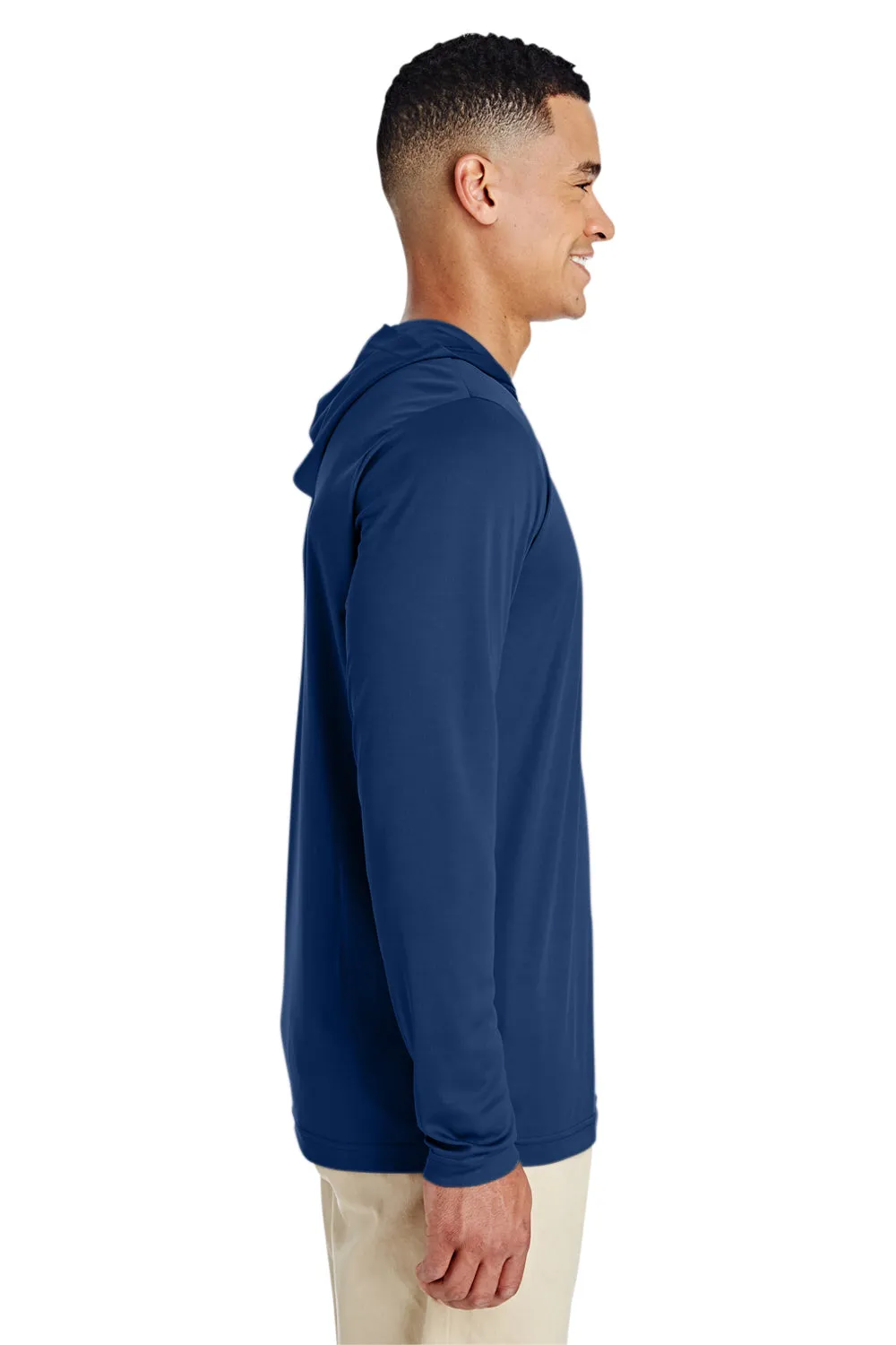Team 365 Mens Zone Performance Moisture Wicking Long Sleeve Hooded T-Shirt Hoodie - Dark Navy Blue
