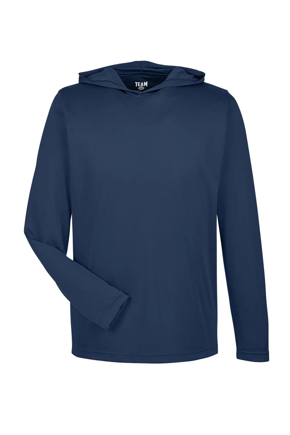 Team 365 Mens Zone Performance Moisture Wicking Long Sleeve Hooded T-Shirt Hoodie - Dark Navy Blue