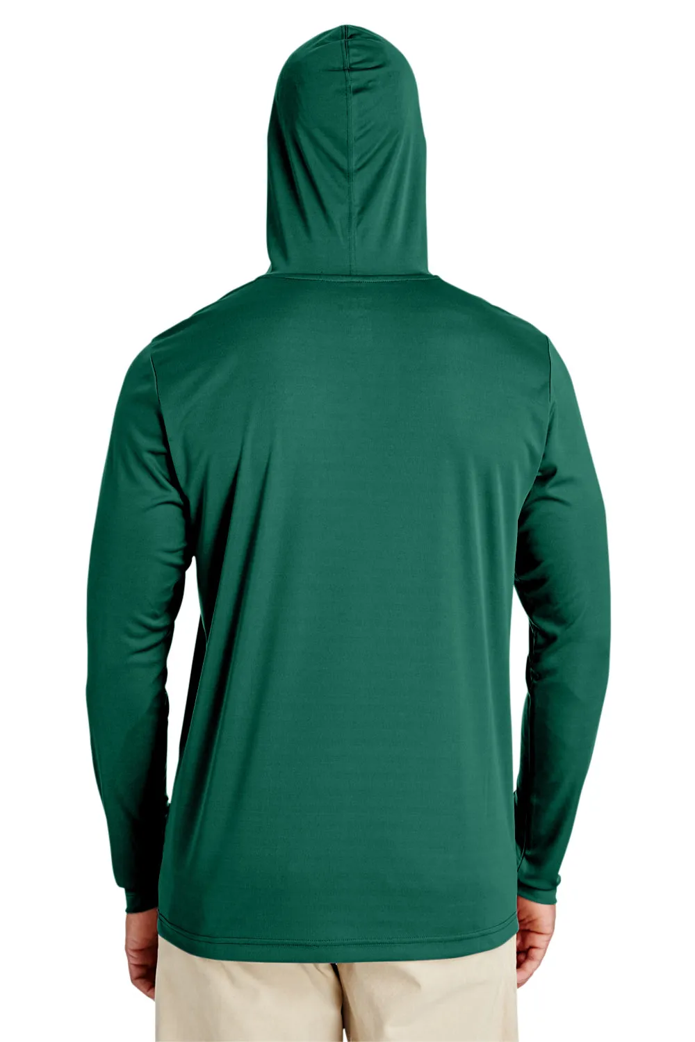 Team 365 Mens Zone Performance Moisture Wicking Long Sleeve Hooded T-Shirt Hoodie - Forest Green