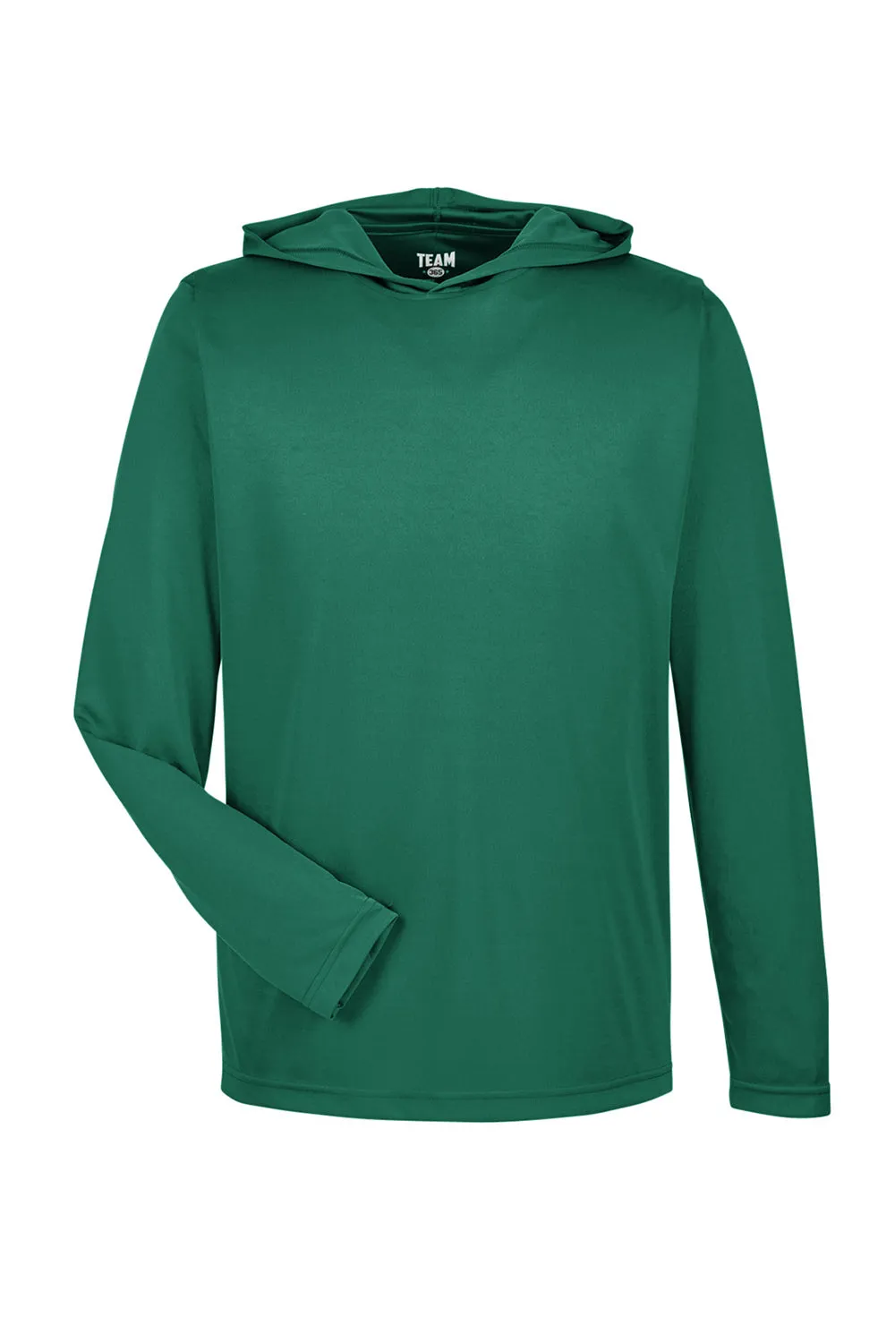 Team 365 Mens Zone Performance Moisture Wicking Long Sleeve Hooded T-Shirt Hoodie - Forest Green