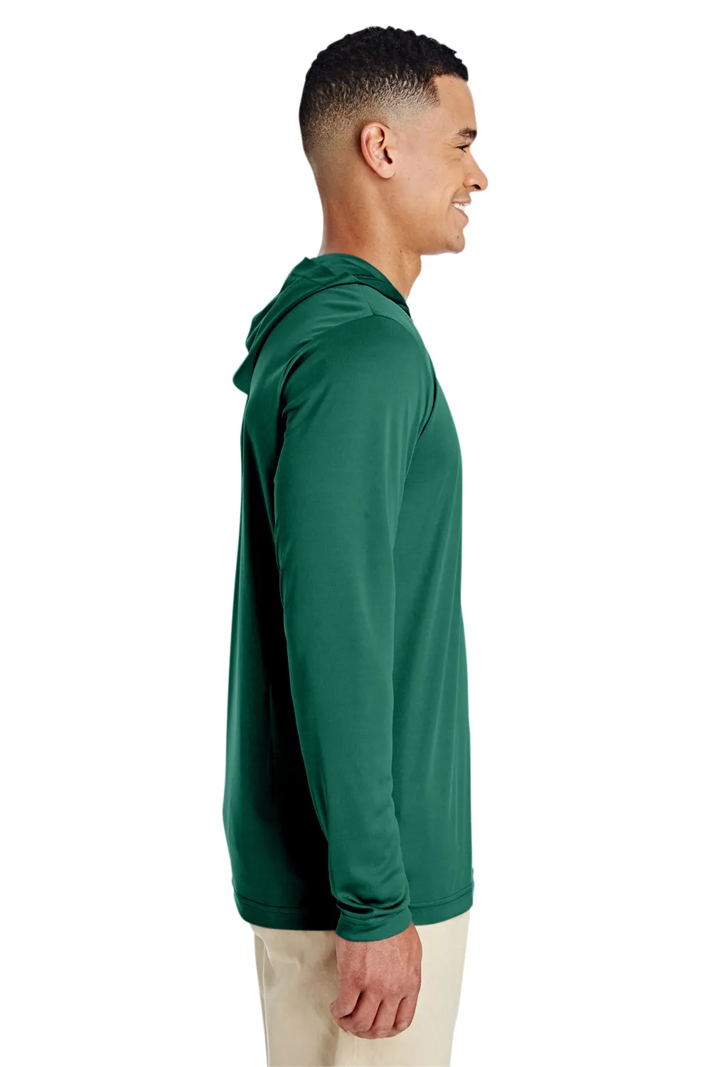 Team 365 Mens Zone Performance Moisture Wicking Long Sleeve Hooded T-Shirt Hoodie - Forest Green