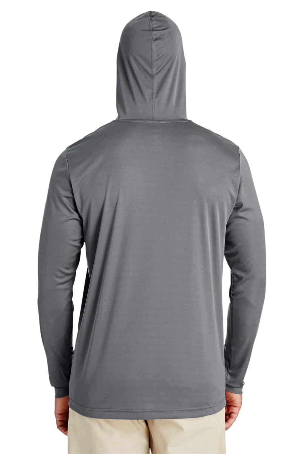 Team 365 Mens Zone Performance Moisture Wicking Long Sleeve Hooded T-Shirt Hoodie - Graphite Grey
