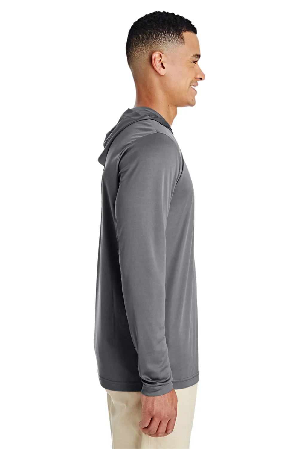 Team 365 Mens Zone Performance Moisture Wicking Long Sleeve Hooded T-Shirt Hoodie - Graphite Grey