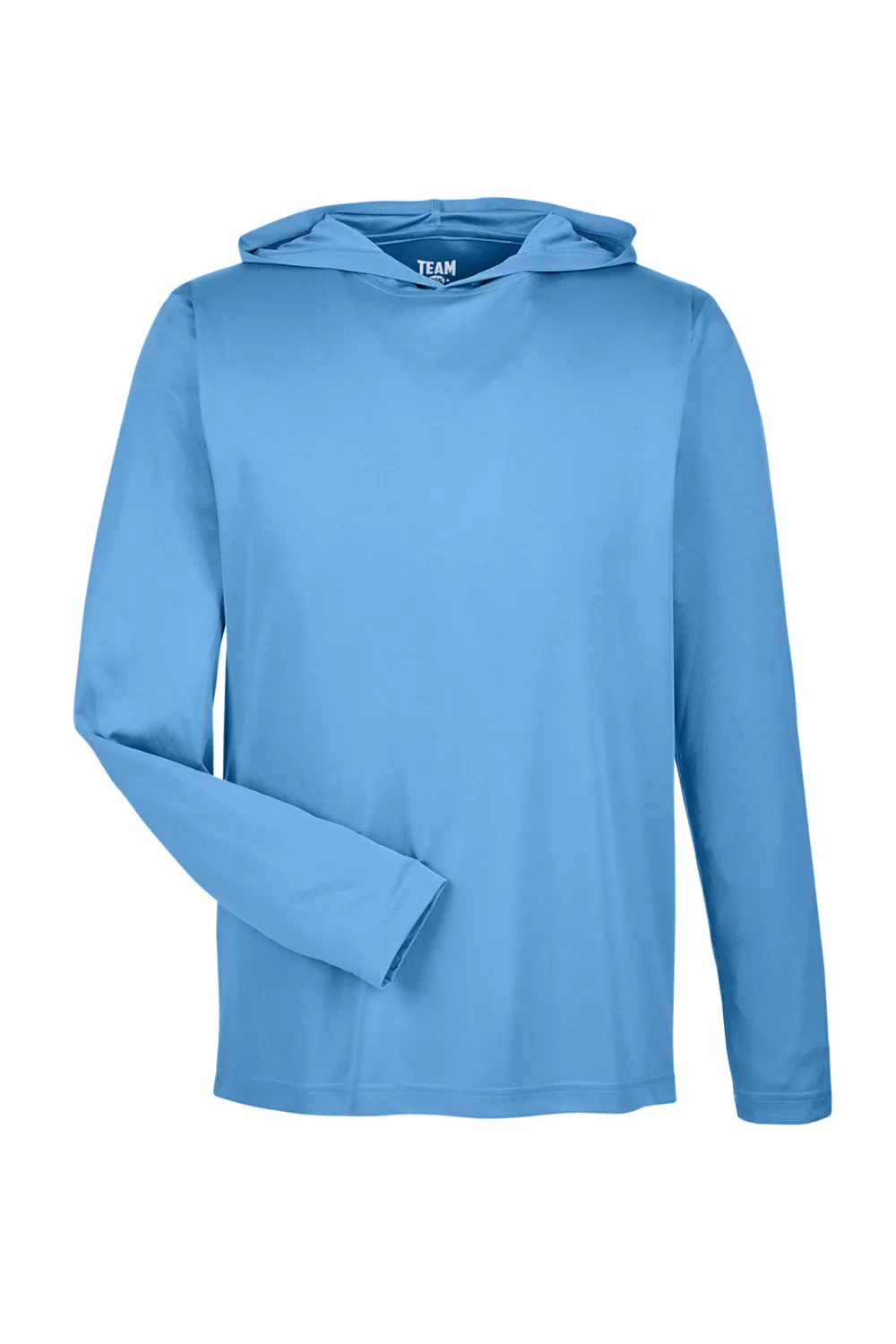Team 365 Mens Zone Performance Moisture Wicking Long Sleeve Hooded T-Shirt Hoodie - Light Blue