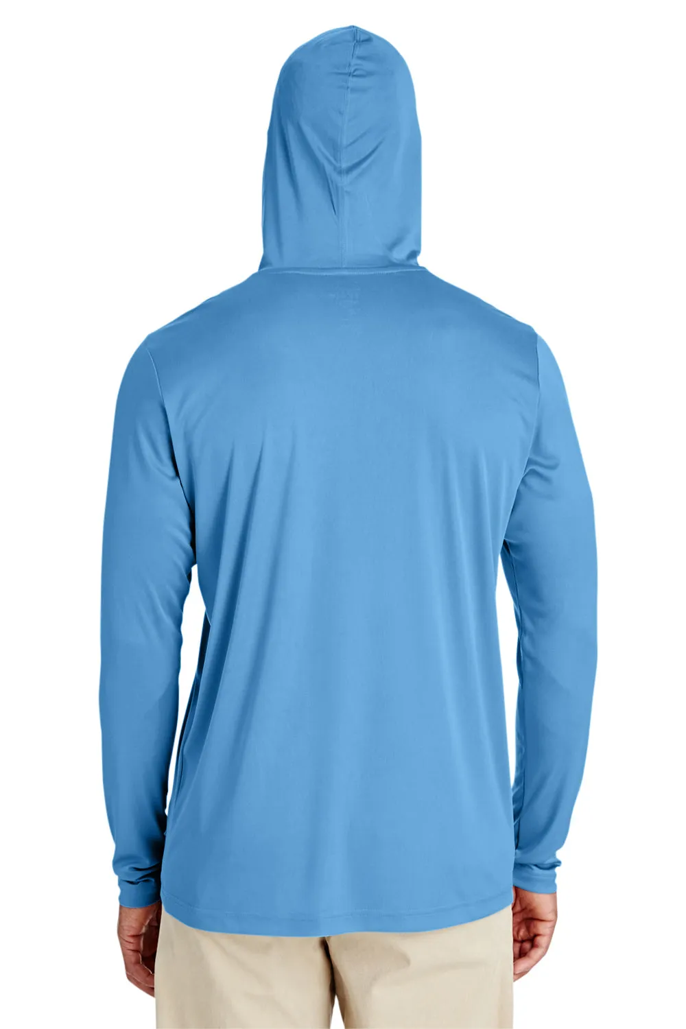 Team 365 Mens Zone Performance Moisture Wicking Long Sleeve Hooded T-Shirt Hoodie - Light Blue