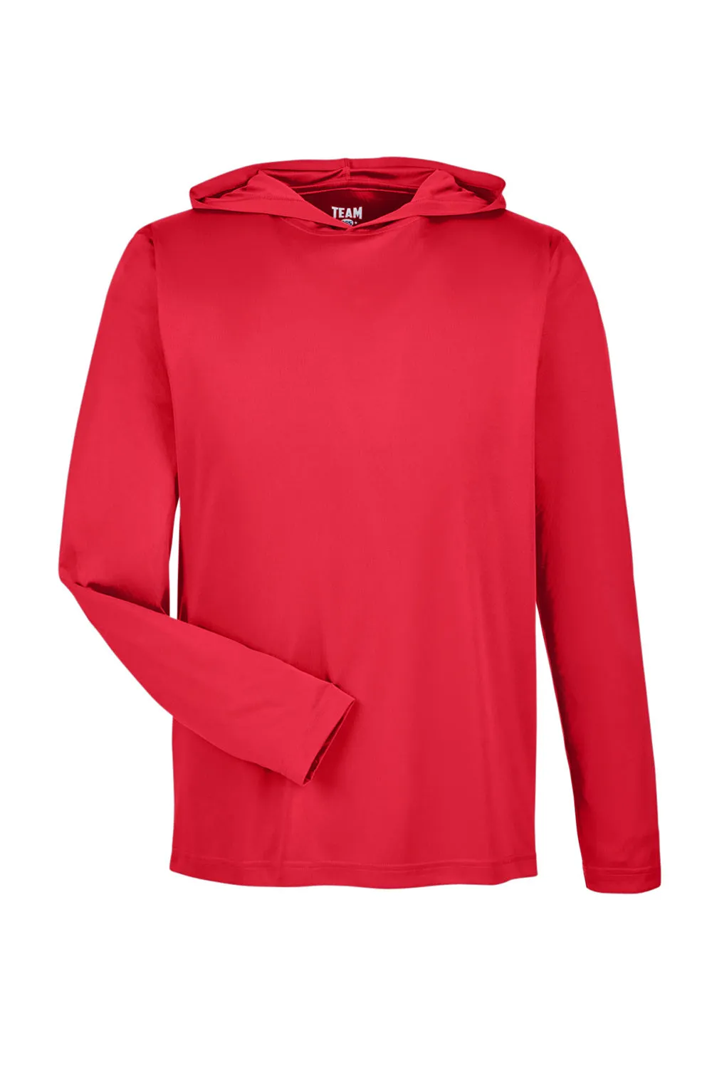 Team 365 Mens Zone Performance Moisture Wicking Long Sleeve Hooded T-Shirt Hoodie - Red